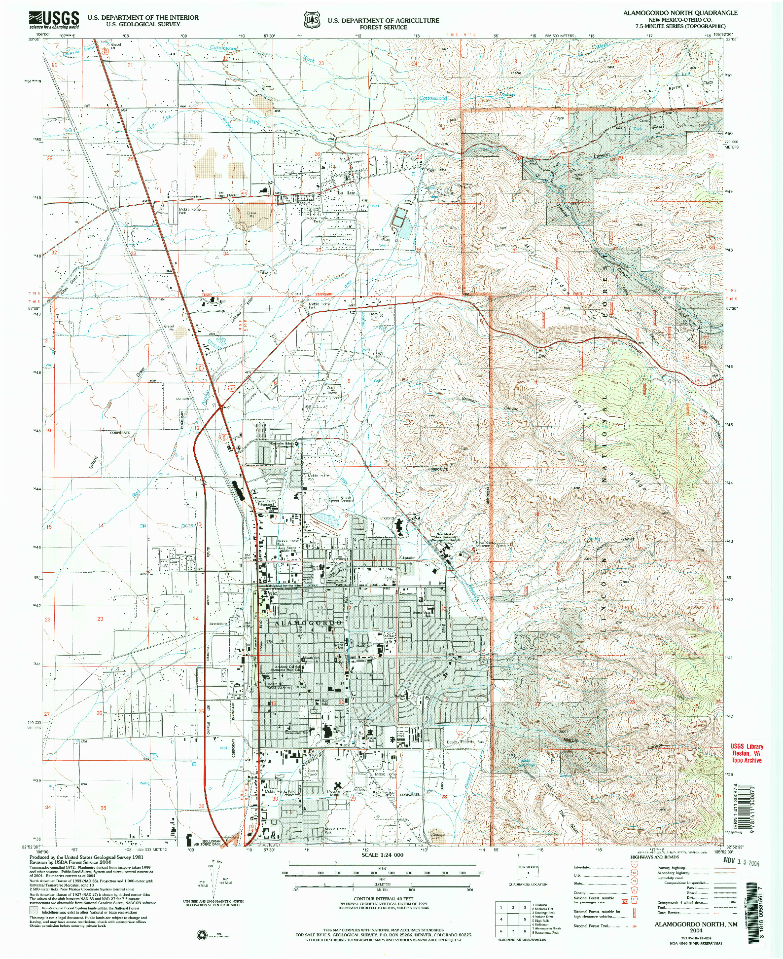 USGS 1:24000-SCALE QUADRANGLE FOR ALAMOGORDO NORTH, NM 2004