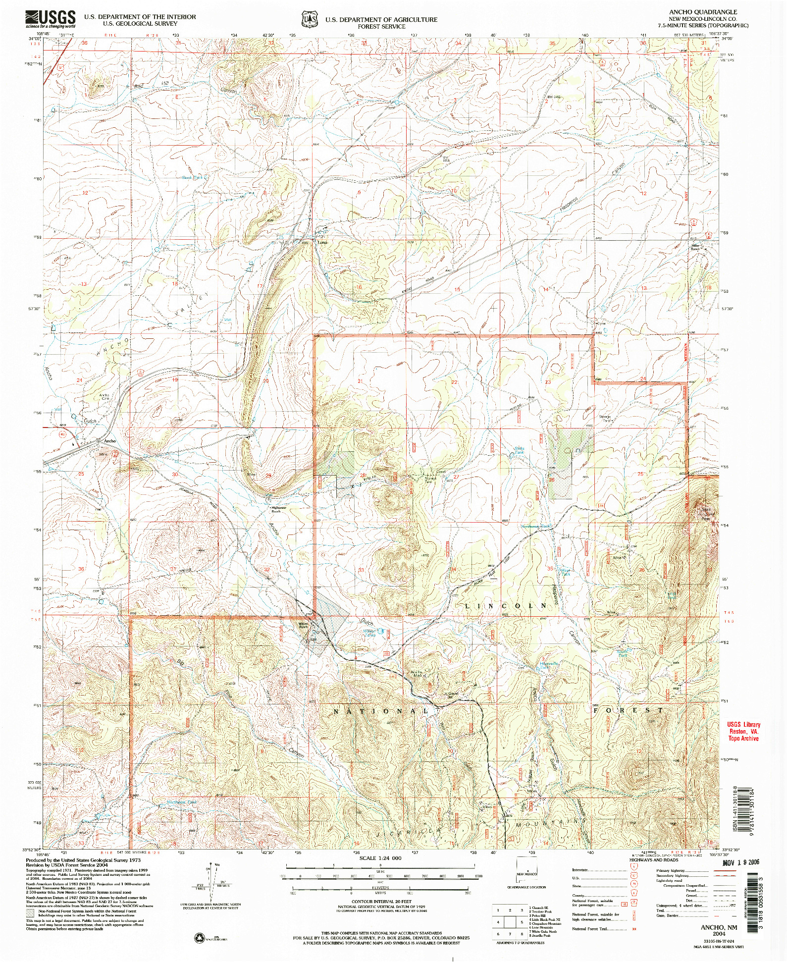 USGS 1:24000-SCALE QUADRANGLE FOR ANCHO, NM 2004