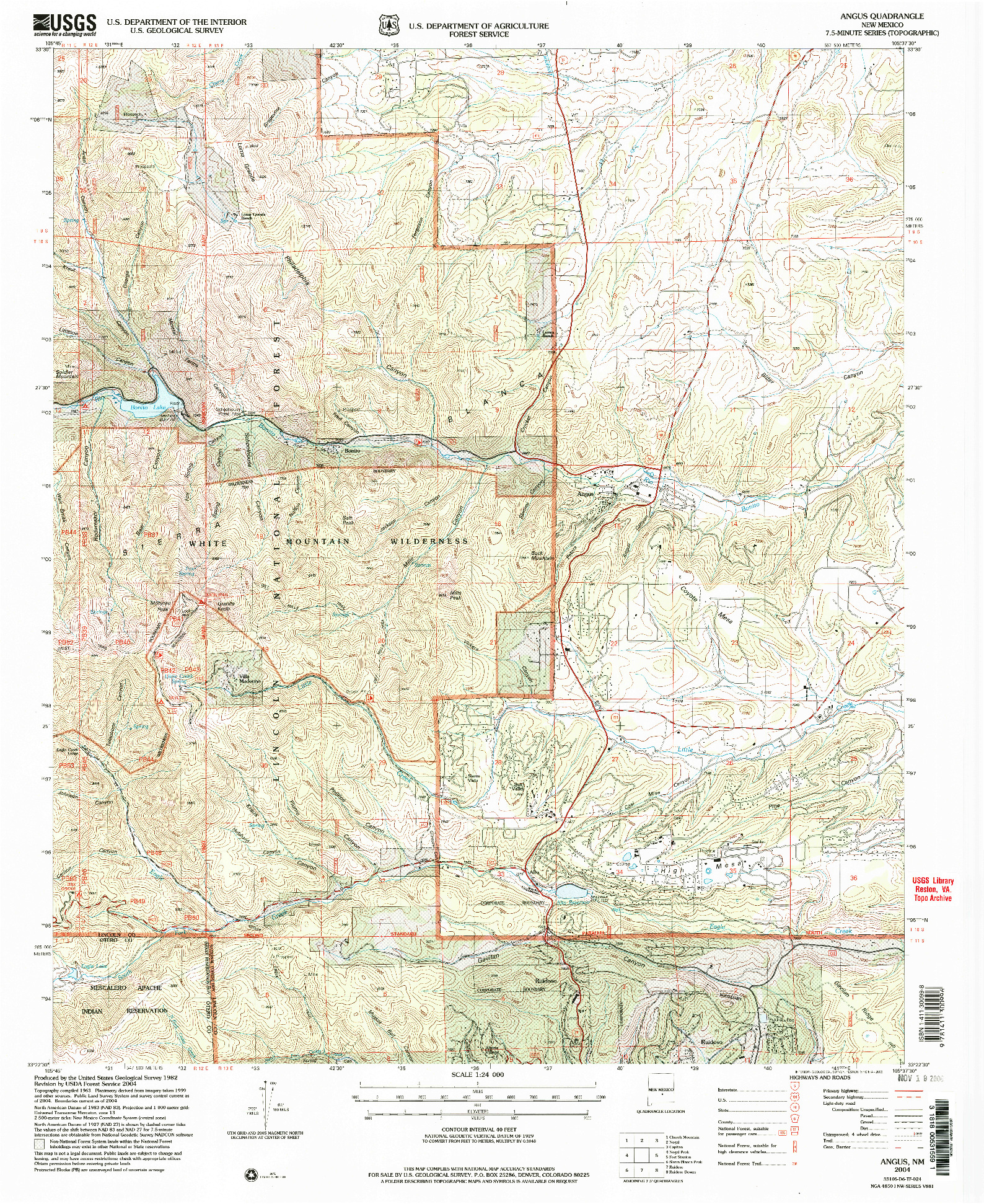 USGS 1:24000-SCALE QUADRANGLE FOR ANGUS, NM 2004