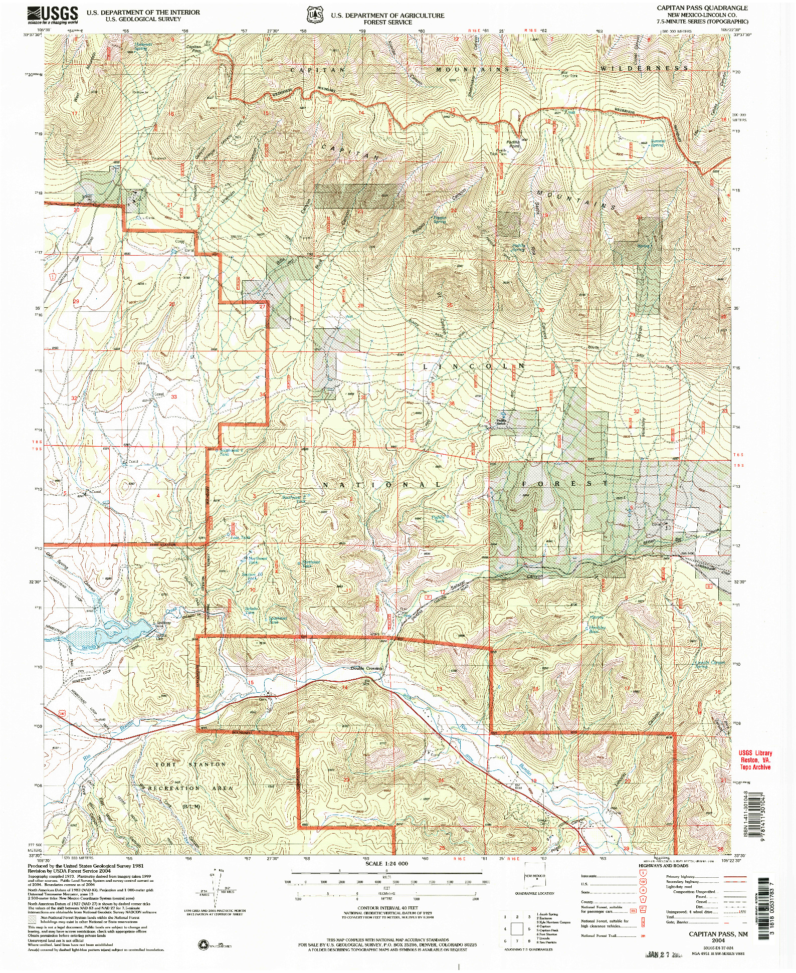 USGS 1:24000-SCALE QUADRANGLE FOR CAPITAN PASS, NM 2004