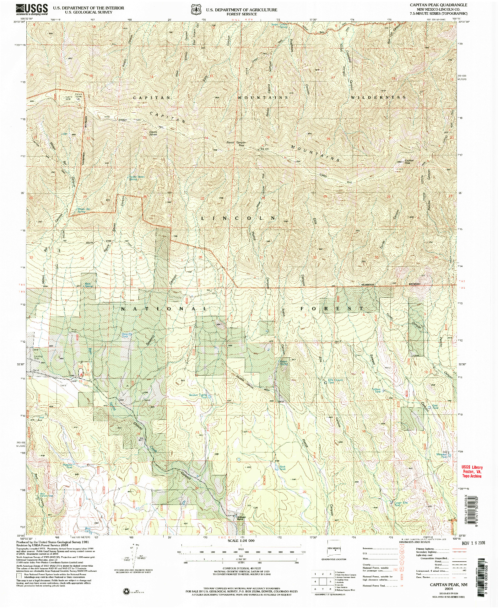 USGS 1:24000-SCALE QUADRANGLE FOR CAPITAN PEAK, NM 2004