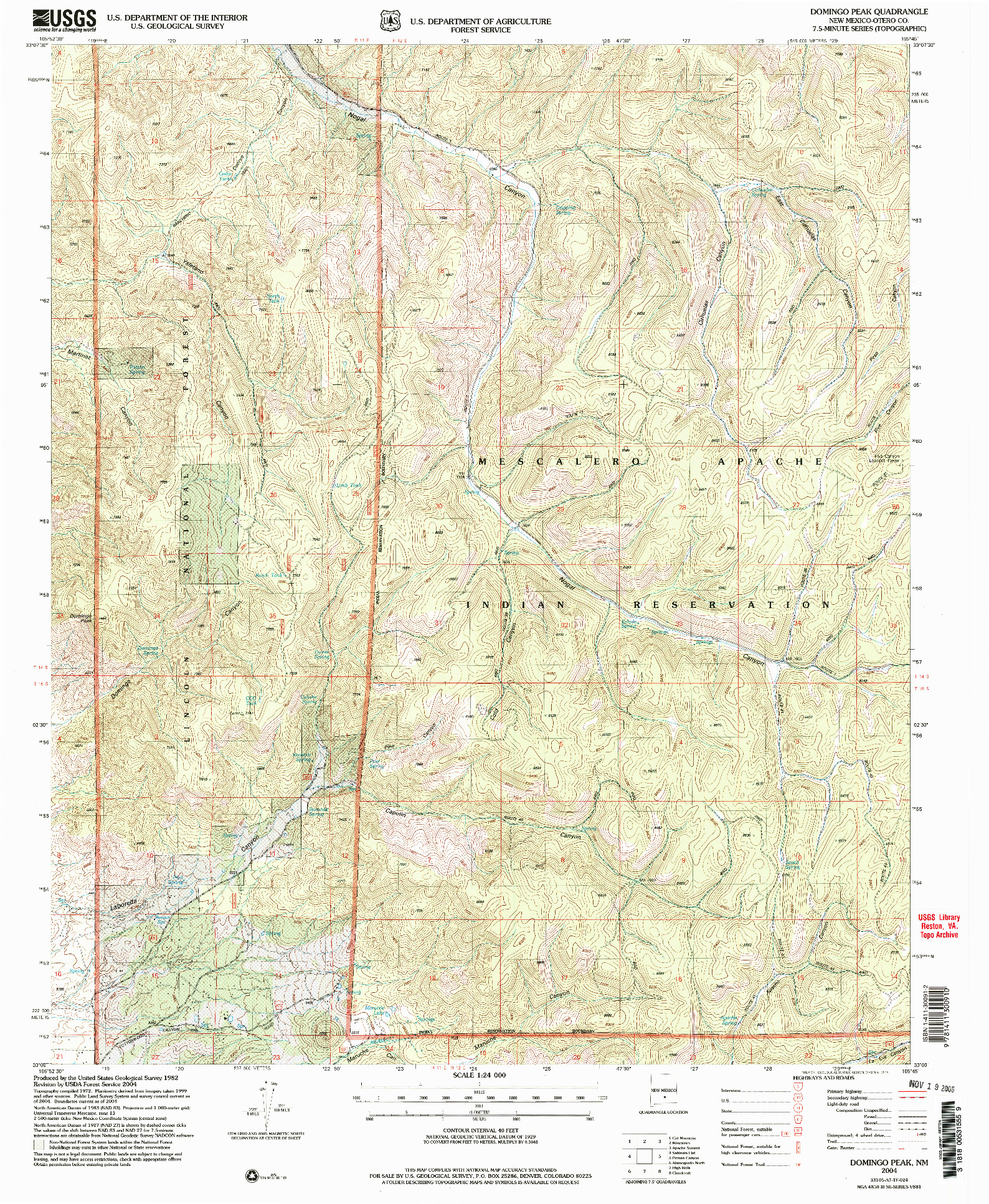 USGS 1:24000-SCALE QUADRANGLE FOR DOMINGO PEAK, NM 2004