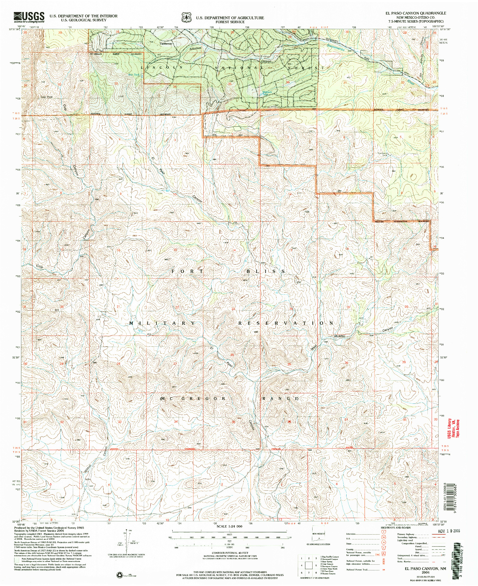 USGS 1:24000-SCALE QUADRANGLE FOR EL PASO CANYON, NM 2004