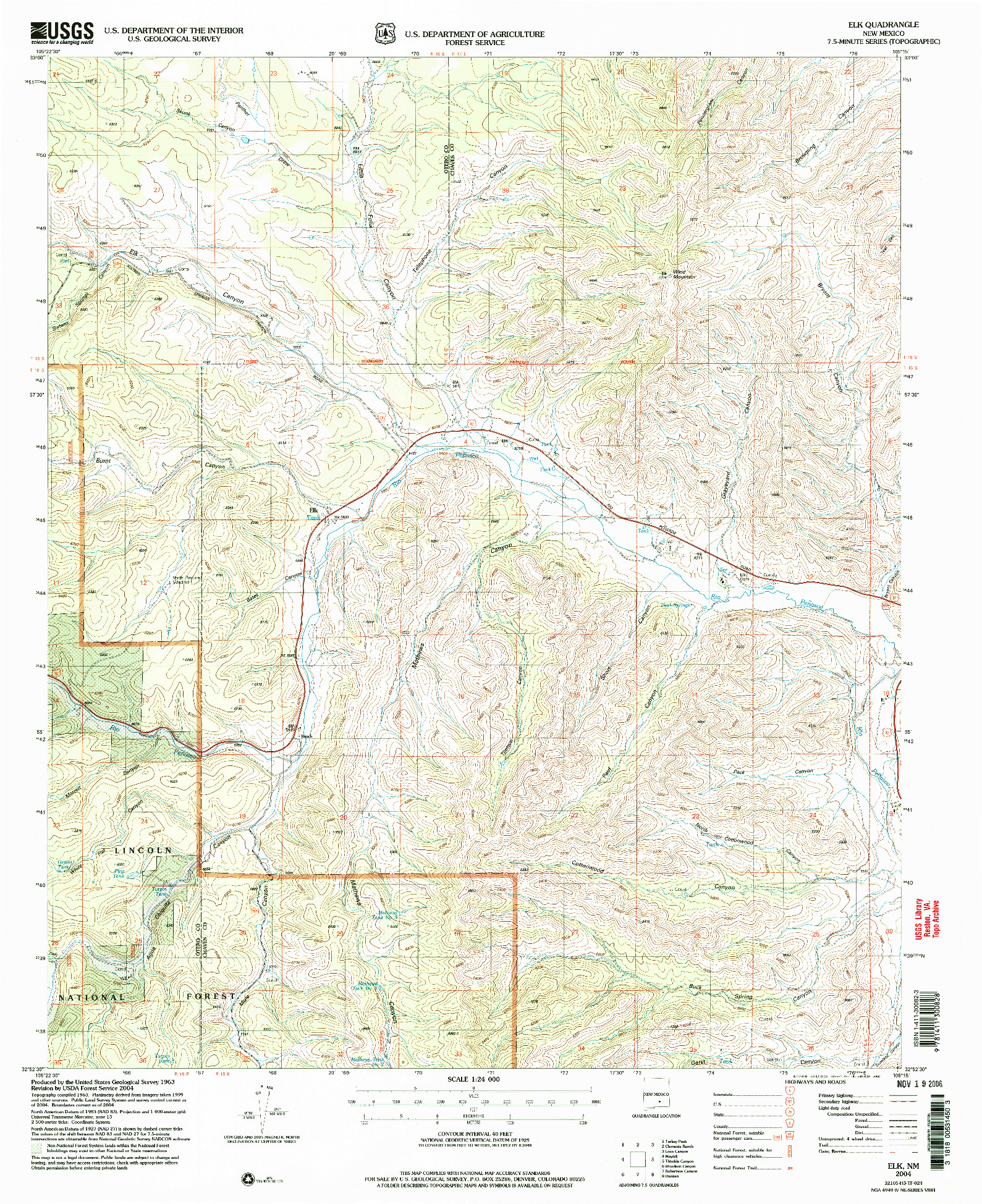 USGS 1:24000-SCALE QUADRANGLE FOR ELK, NM 2004