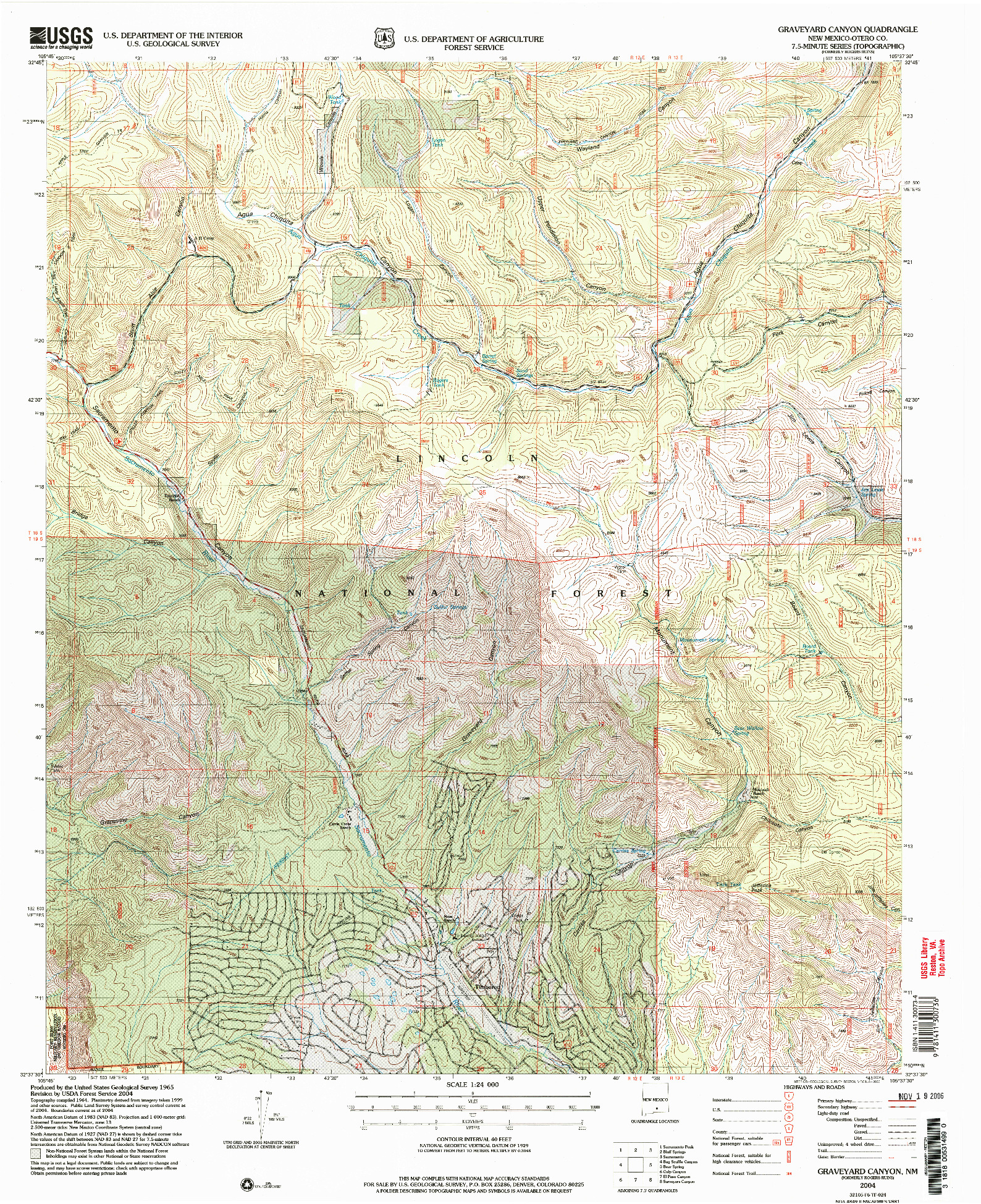 USGS 1:24000-SCALE QUADRANGLE FOR GRAVEYARD CANYON, NM 2004