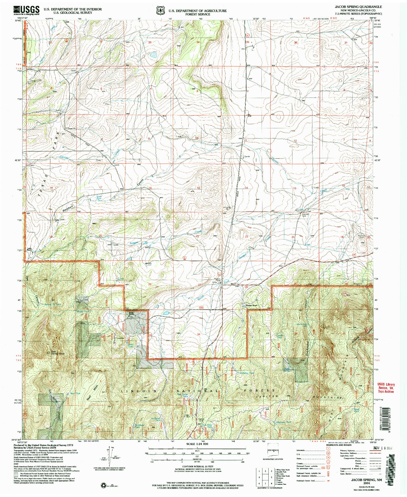 USGS 1:24000-SCALE QUADRANGLE FOR JACOB SPRING, NM 2004