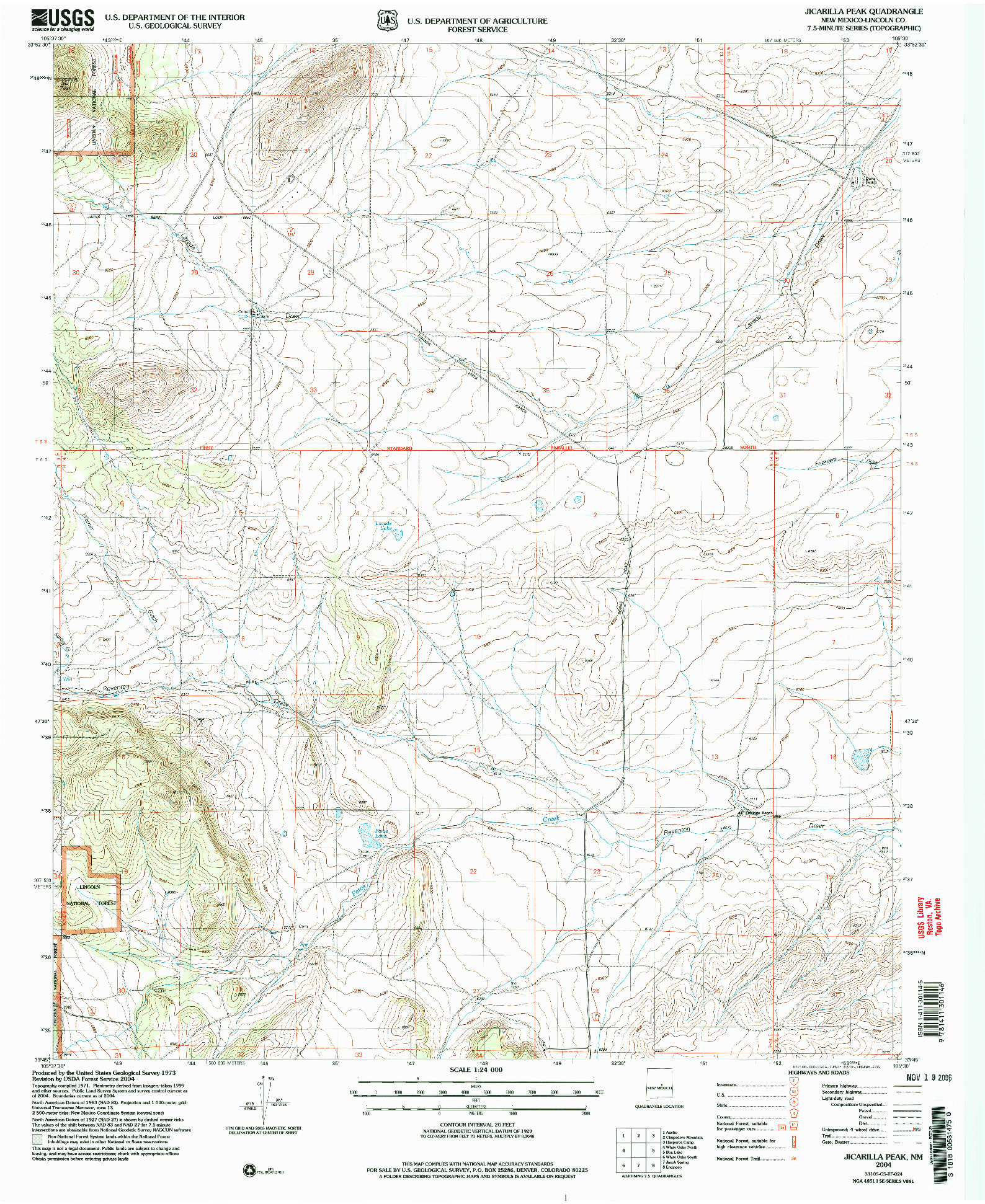 USGS 1:24000-SCALE QUADRANGLE FOR JICARILLA PEAK, NM 2004