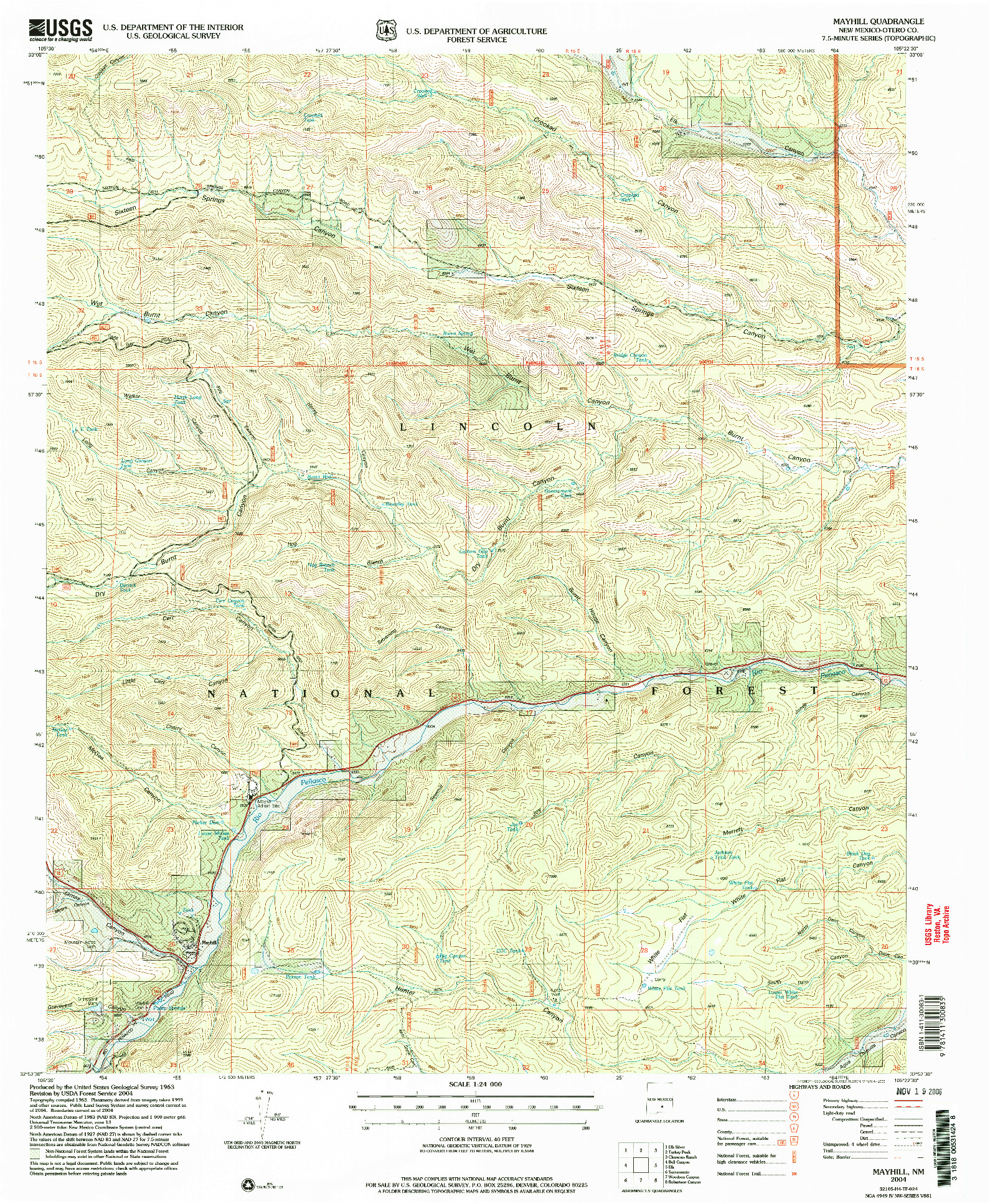 USGS 1:24000-SCALE QUADRANGLE FOR MAYHILL, NM 2004