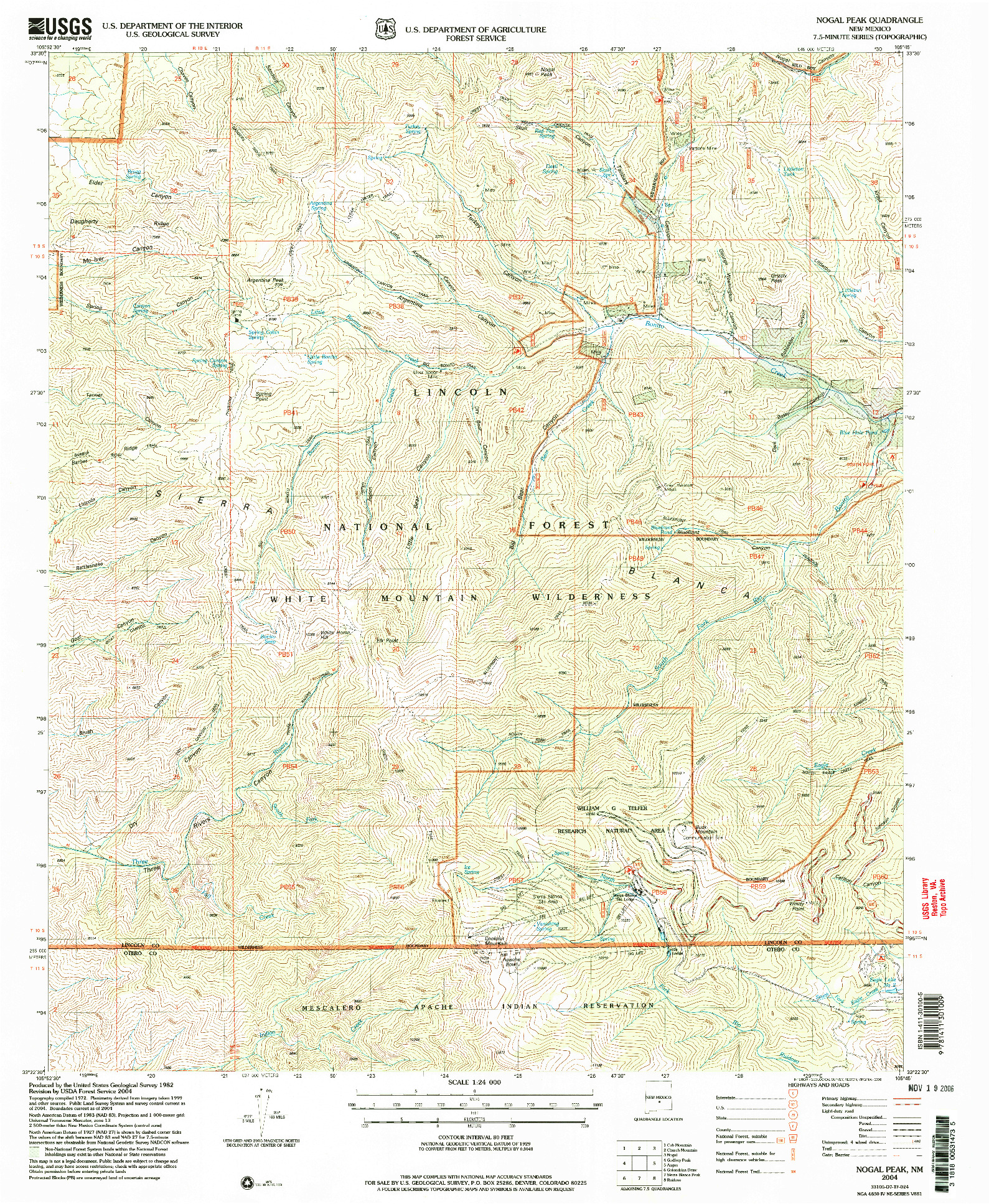 USGS 1:24000-SCALE QUADRANGLE FOR NOGAL PEAK, NM 2004