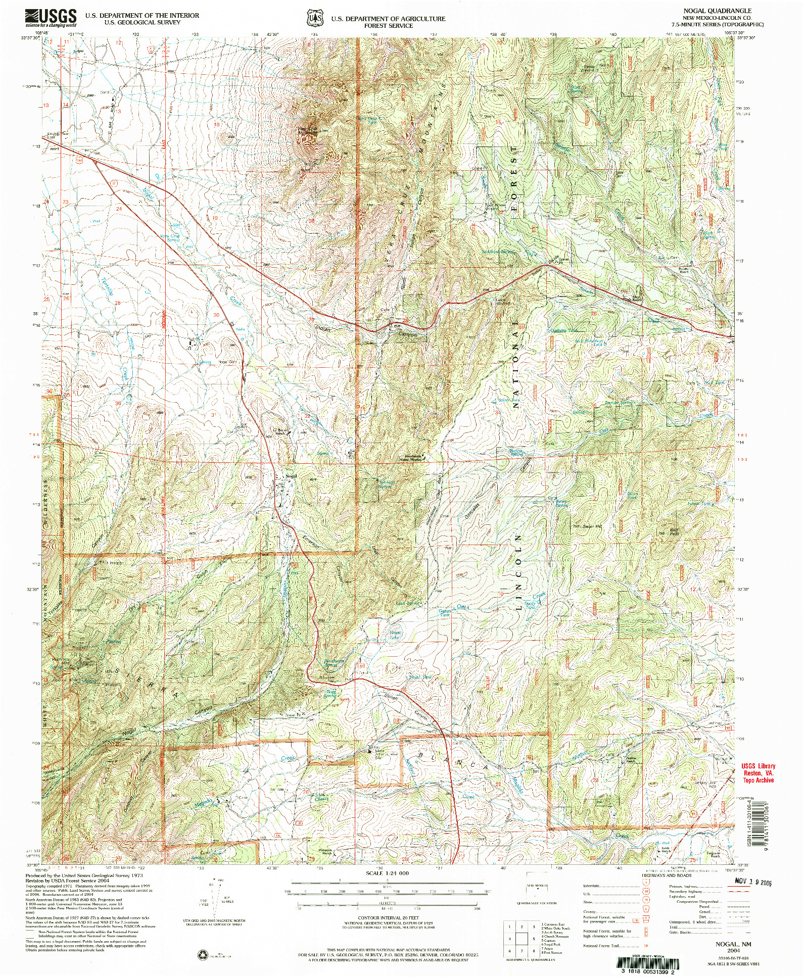 USGS 1:24000-SCALE QUADRANGLE FOR NOGAL, NM 2004