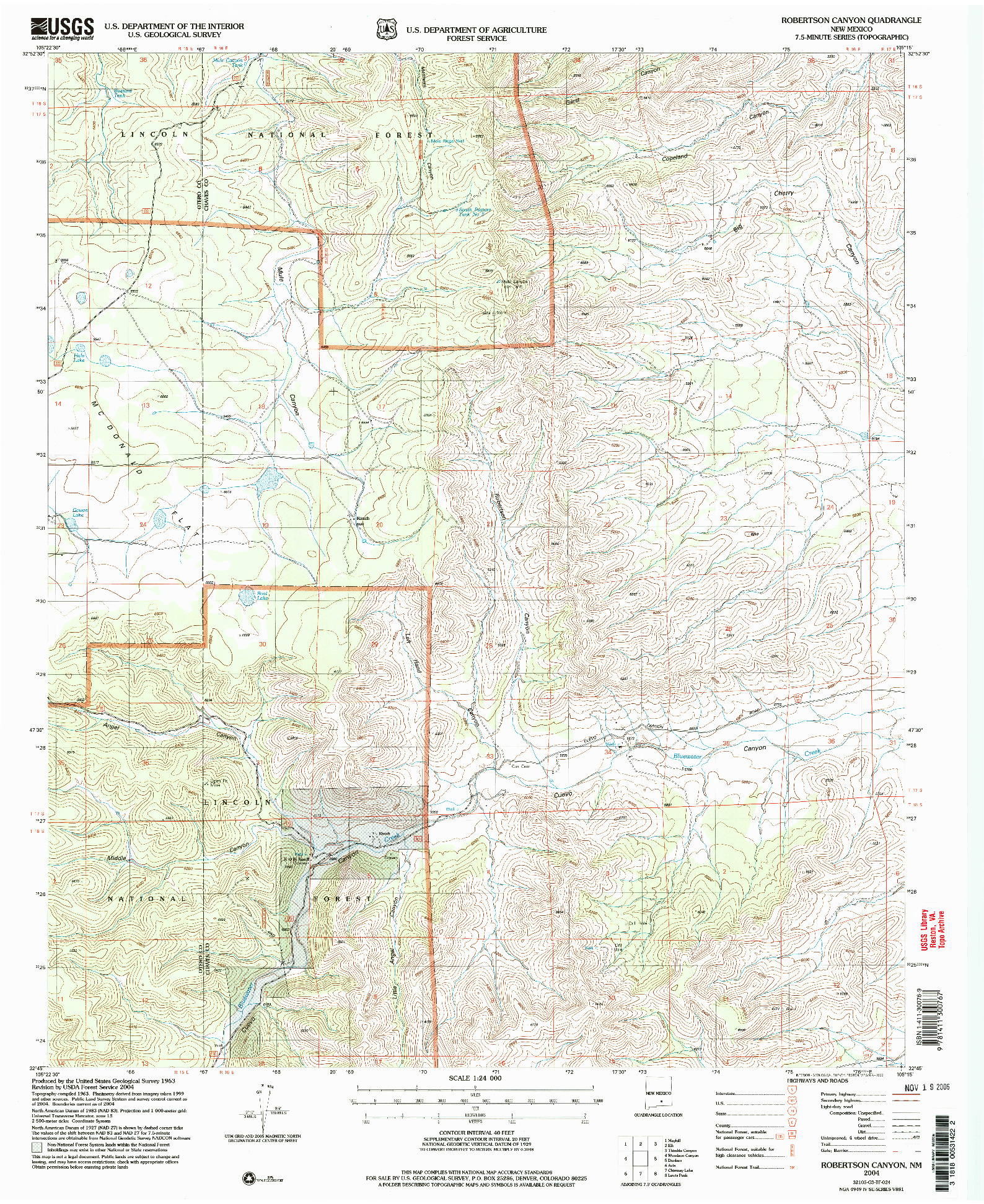 USGS 1:24000-SCALE QUADRANGLE FOR ROBERTSON CANYON, NM 2004