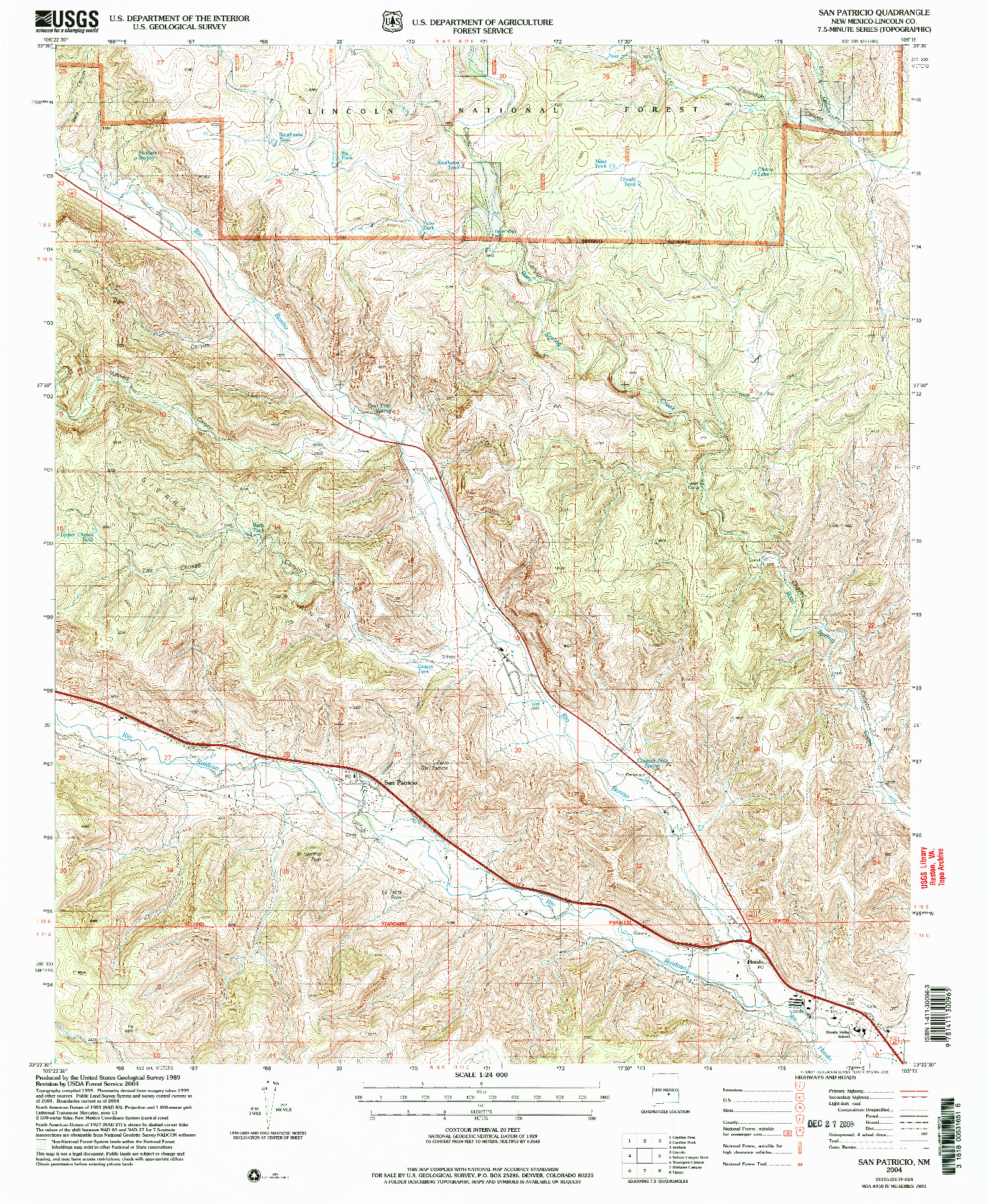 USGS 1:24000-SCALE QUADRANGLE FOR SAN PATRICIO, NM 2004