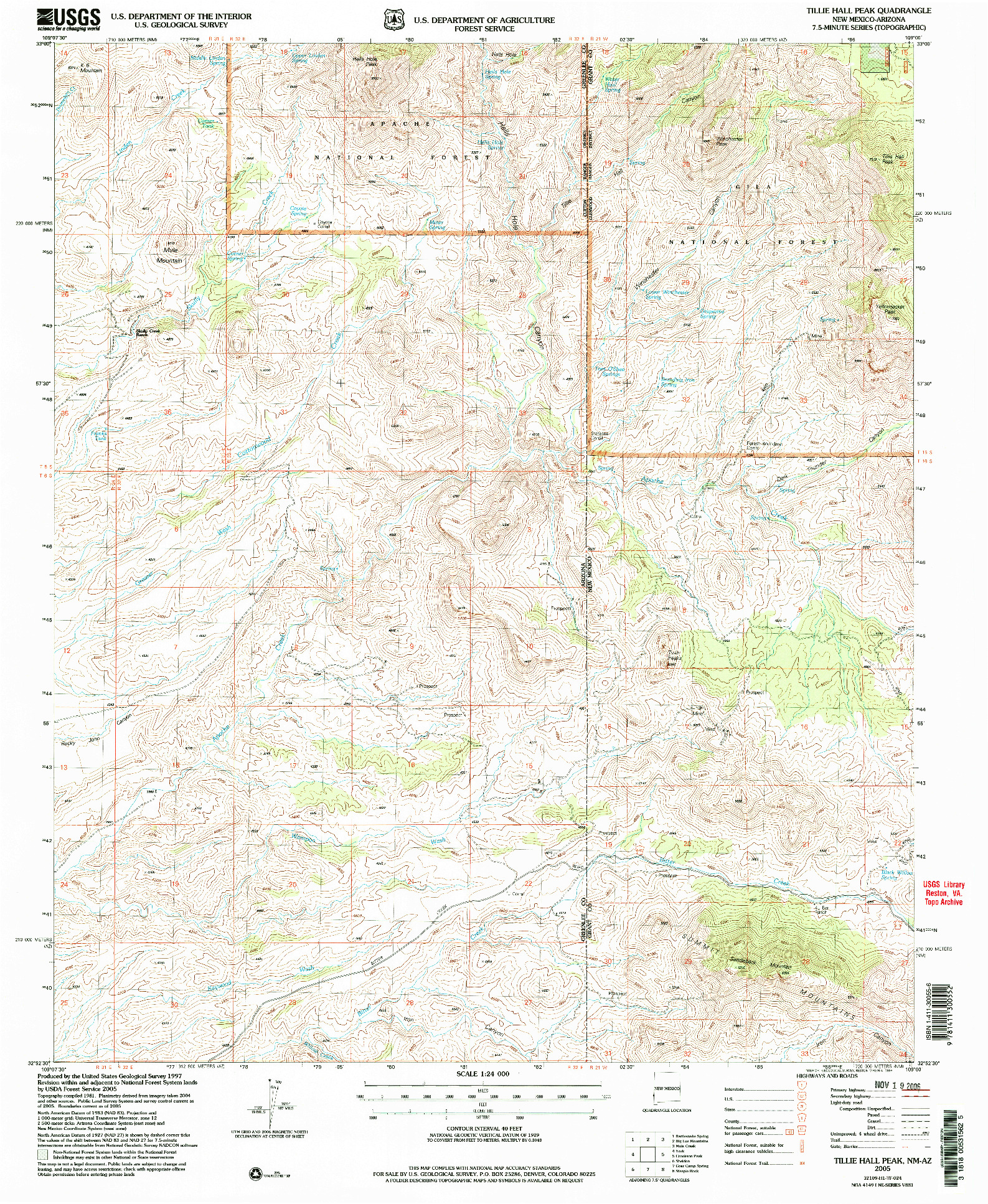 USGS 1:24000-SCALE QUADRANGLE FOR TILLIE HALL PEAK, NM 2005