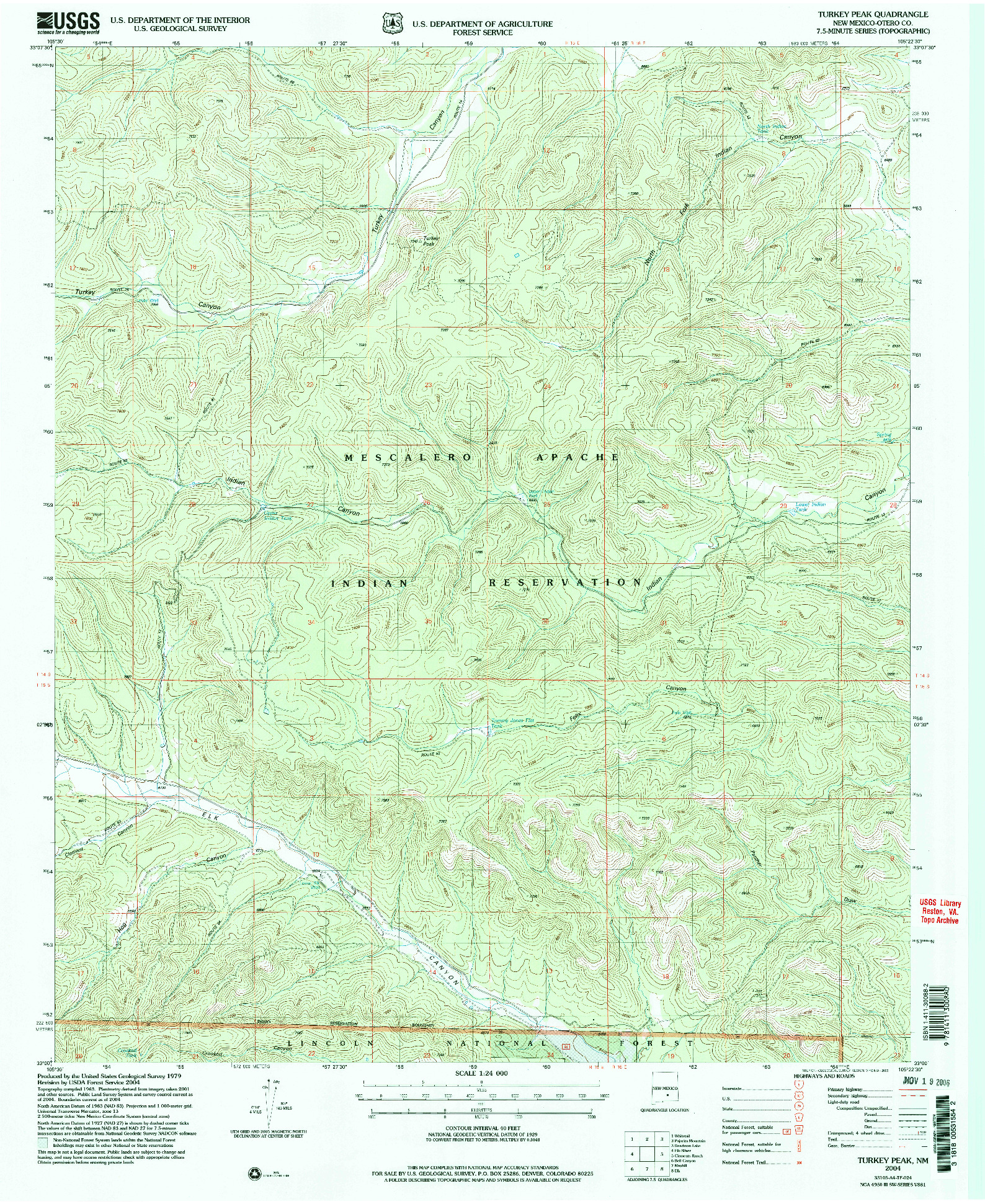USGS 1:24000-SCALE QUADRANGLE FOR TURKEY PEAK, NM 2004