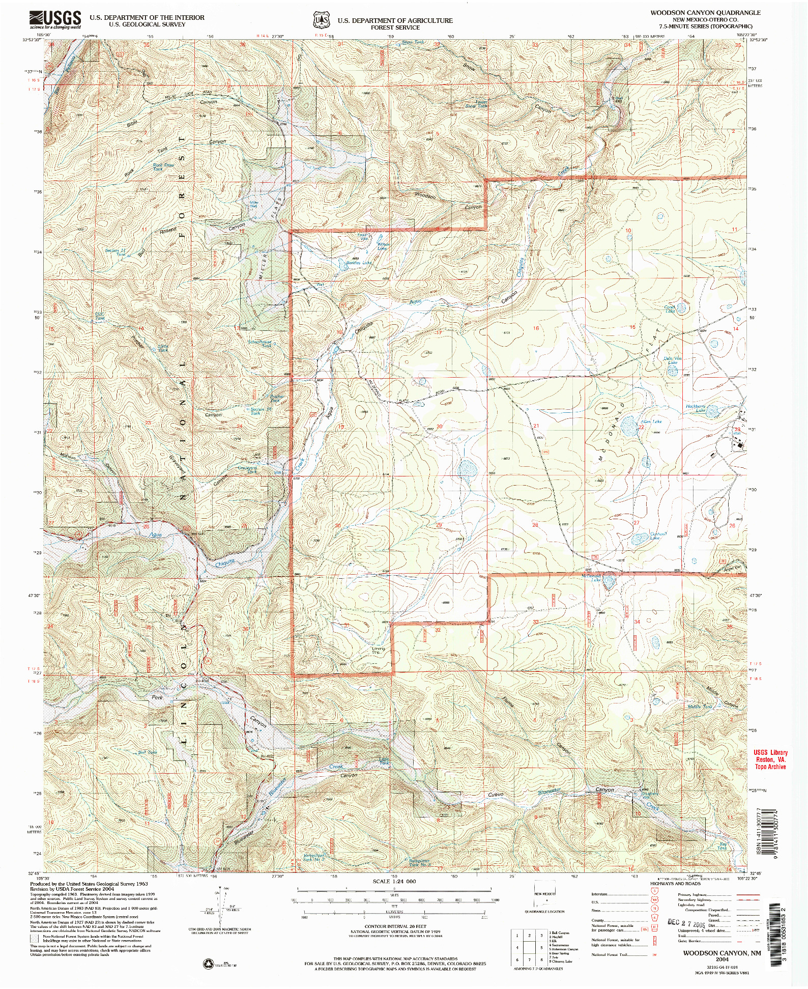 USGS 1:24000-SCALE QUADRANGLE FOR WOODSON CANYON, NM 2004