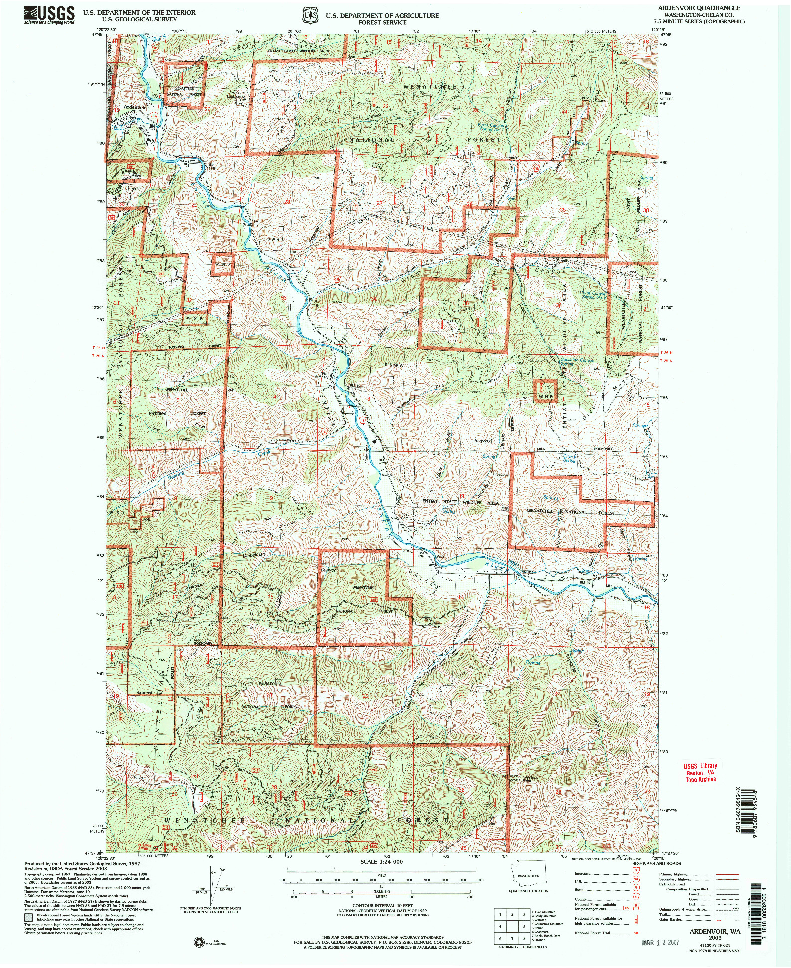 USGS 1:24000-SCALE QUADRANGLE FOR ARDENVOIR, WA 2003