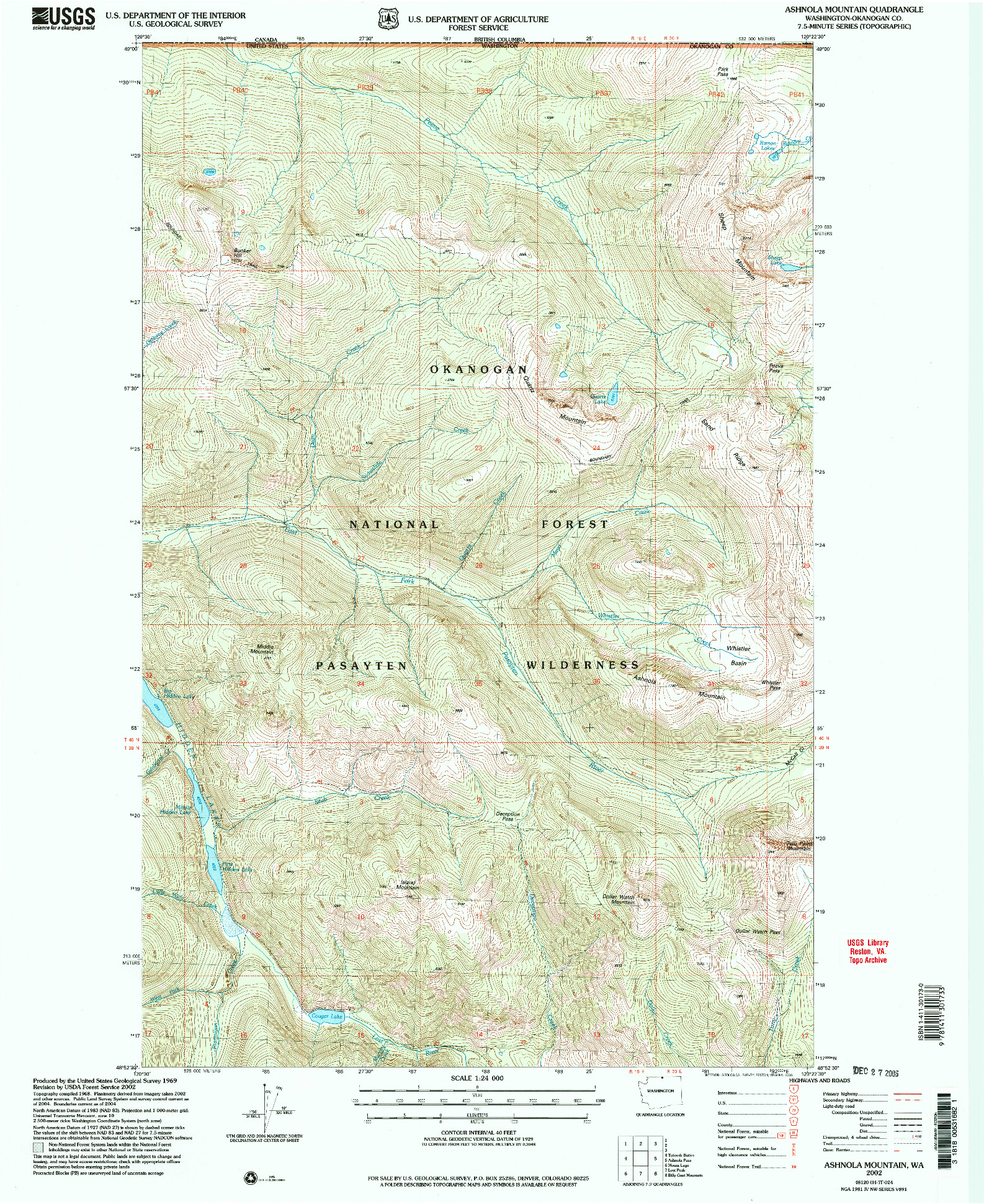 USGS 1:24000-SCALE QUADRANGLE FOR ASHNOLA MOUNTAIN, WA 2002