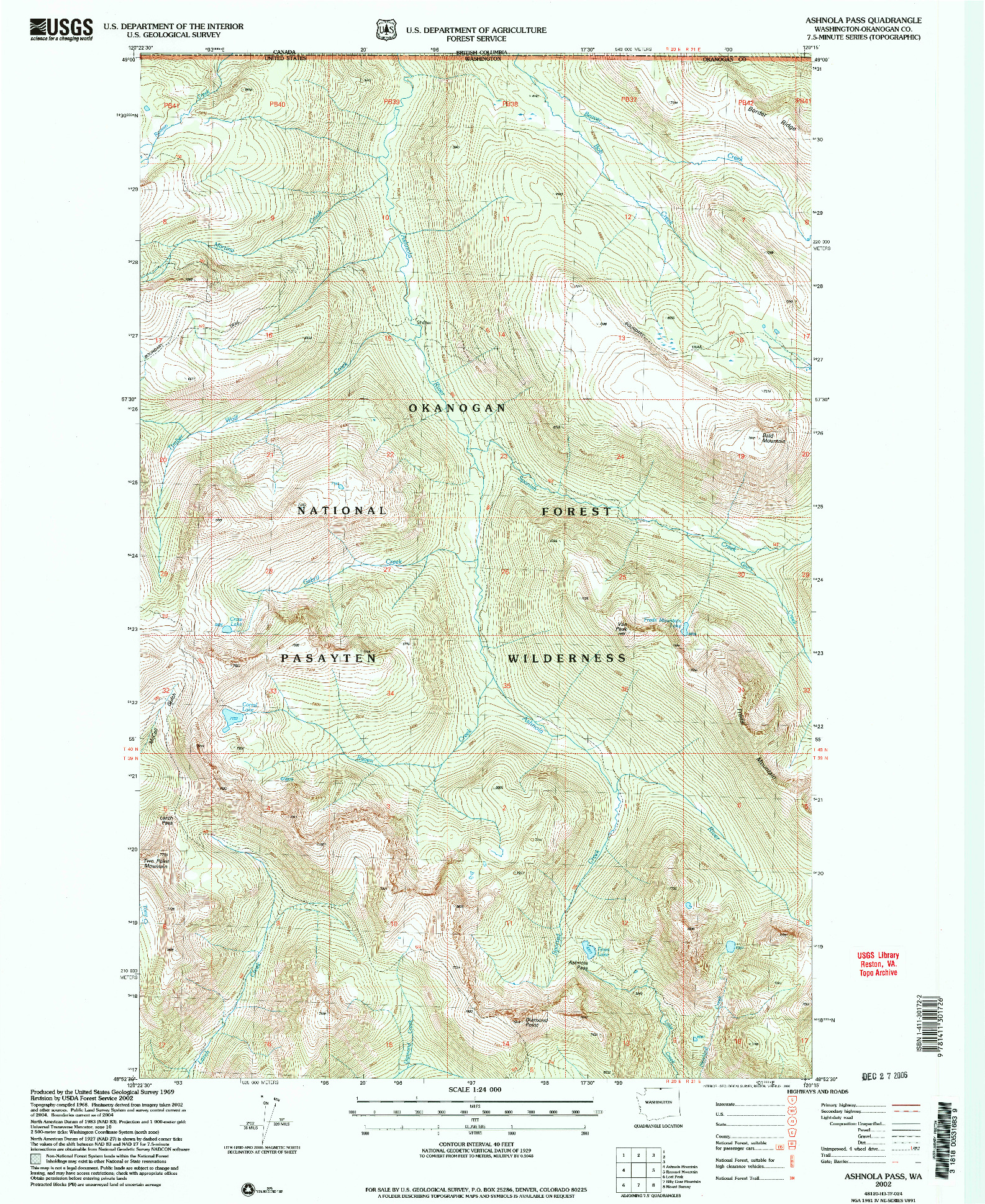 USGS 1:24000-SCALE QUADRANGLE FOR ASHNOLA PASS, WA 2002