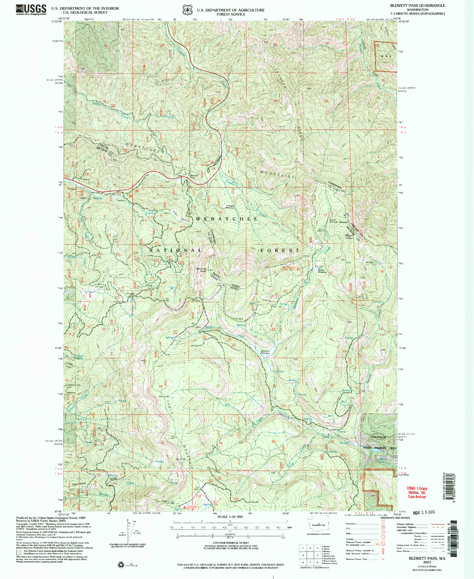 USGS 1:24000-SCALE QUADRANGLE FOR BLEWETT PASS, WA 2003