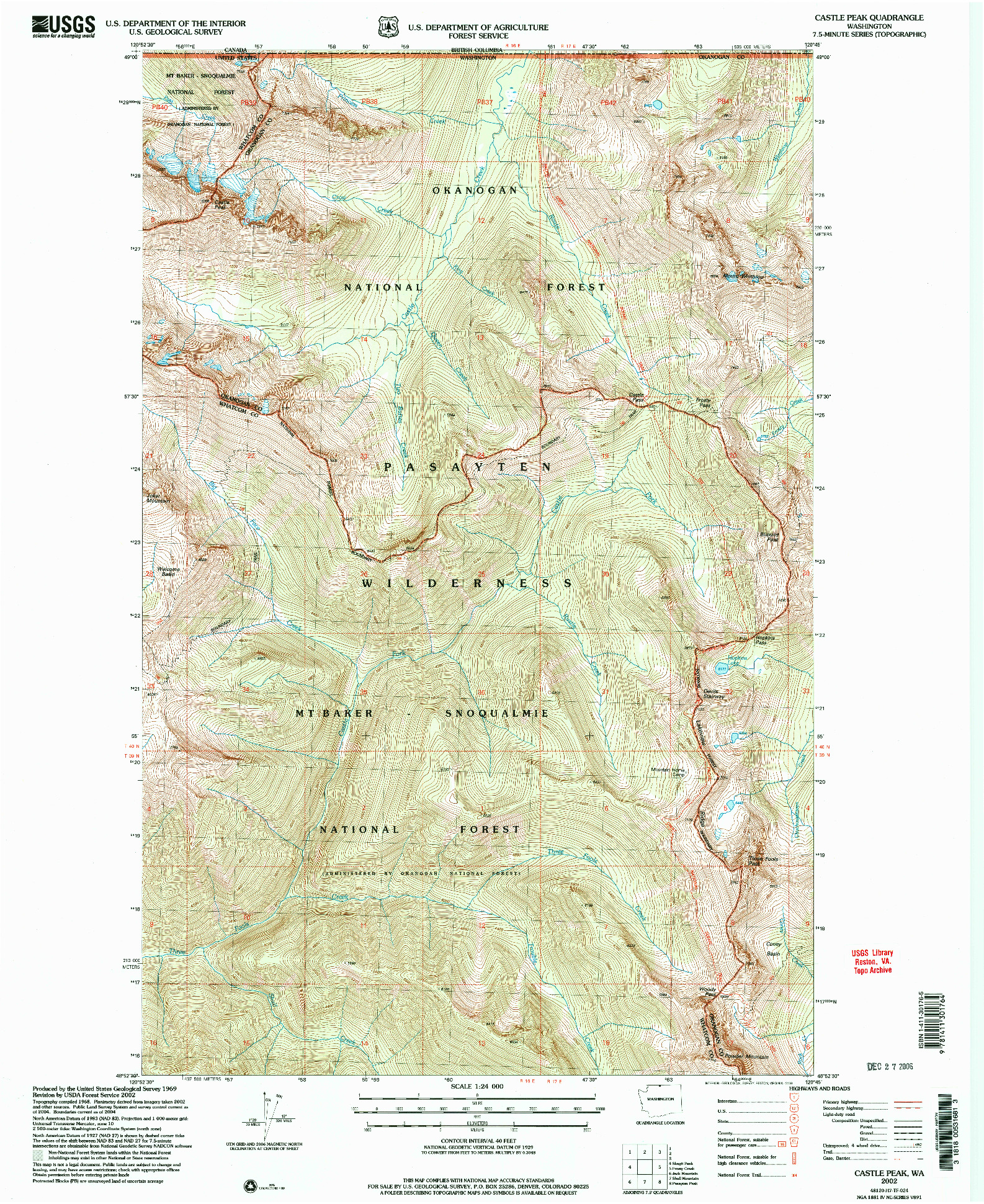 USGS 1:24000-SCALE QUADRANGLE FOR CASTLE PEAK, WA 2002