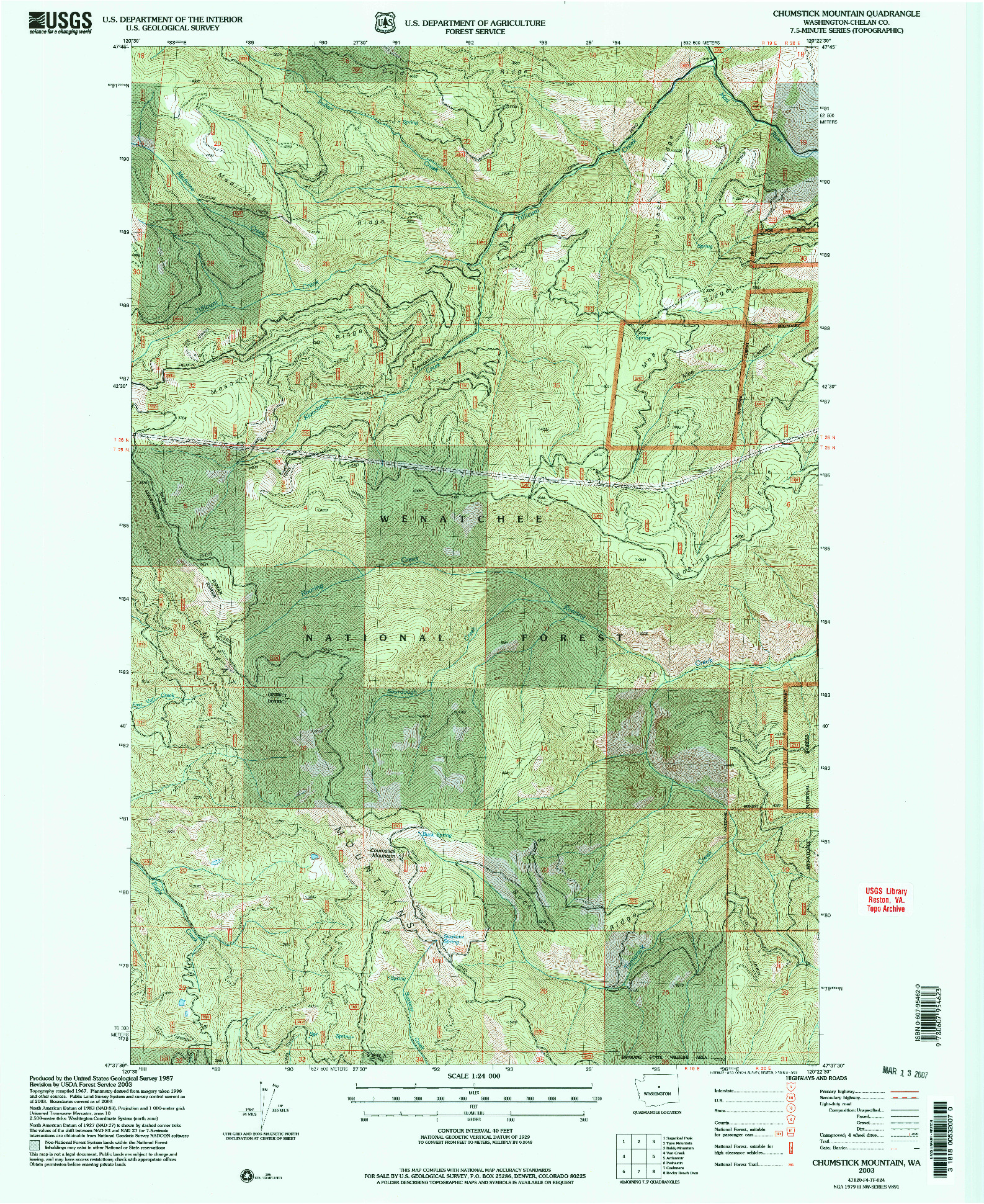 USGS 1:24000-SCALE QUADRANGLE FOR CHUMSTICK MOUNTAIN, WA 2003
