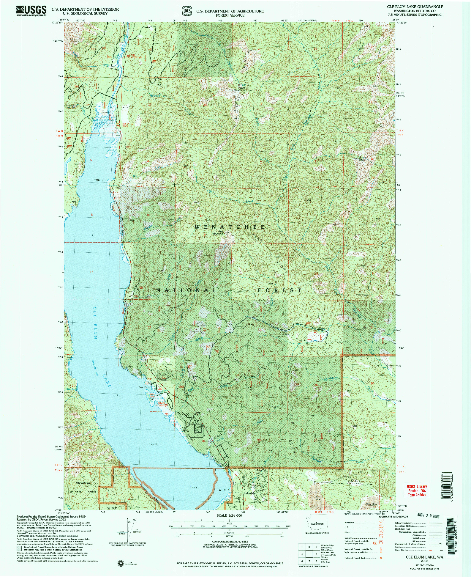 USGS 1:24000-SCALE QUADRANGLE FOR CLE ELUM LAKE, WA 2003