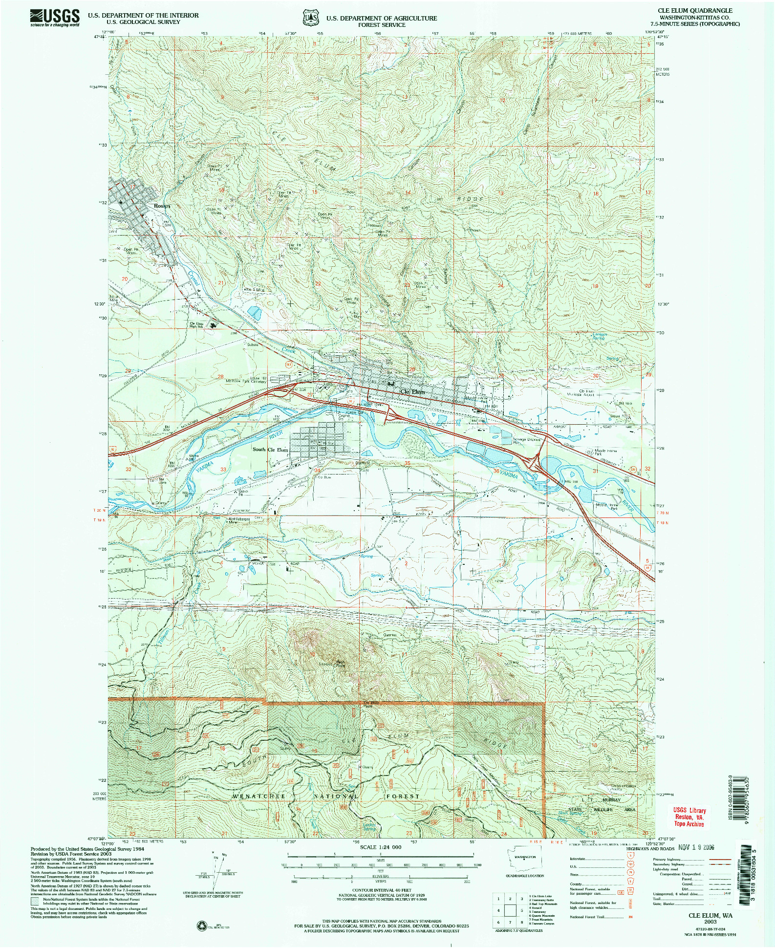 USGS 1:24000-SCALE QUADRANGLE FOR CLE ELUM, WA 2003