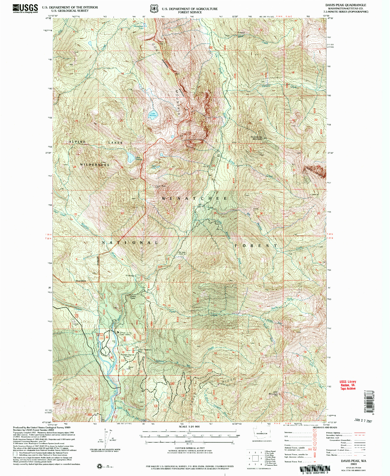 USGS 1:24000-SCALE QUADRANGLE FOR DAVIS PEAK, WA 2003