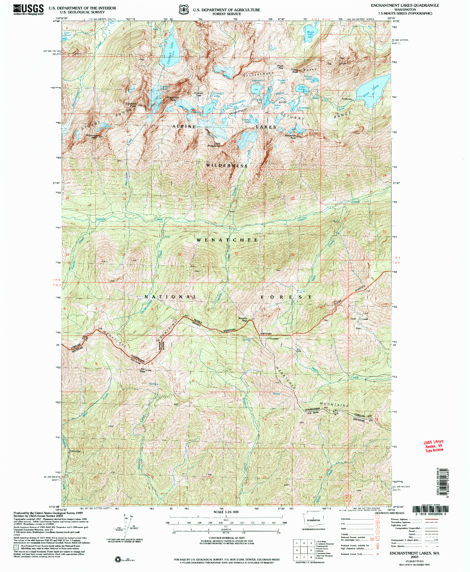 USGS 1:24000-SCALE QUADRANGLE FOR ENCHANTMENT LAKES, WA 2003