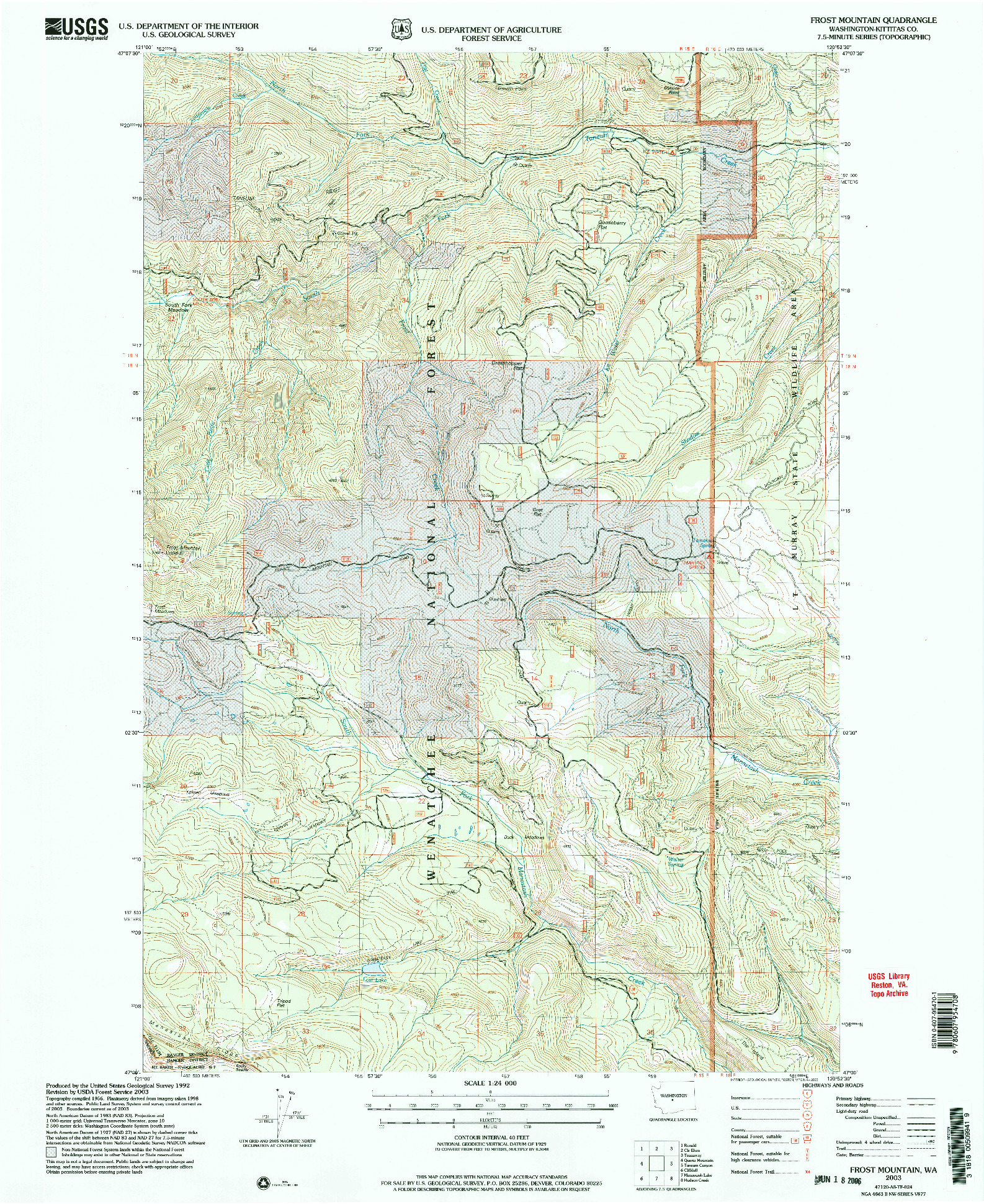 USGS 1:24000-SCALE QUADRANGLE FOR FROST MOUNTAIN, WA 2003