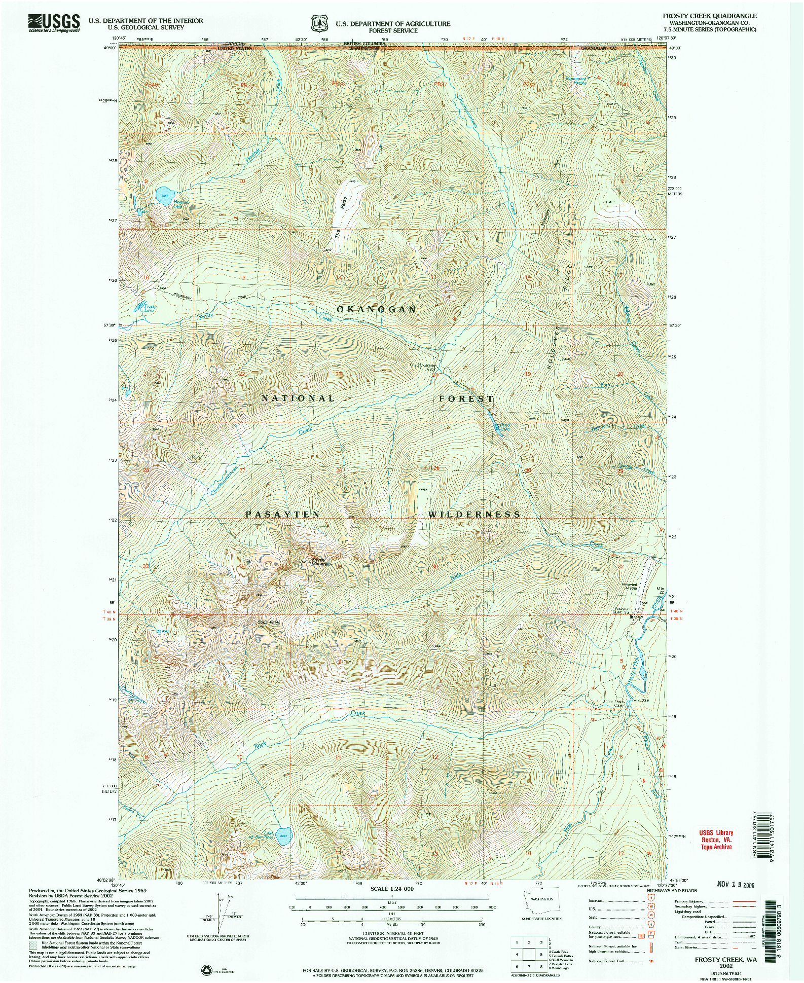 USGS 1:24000-SCALE QUADRANGLE FOR FROSTY CREEK, WA 2002