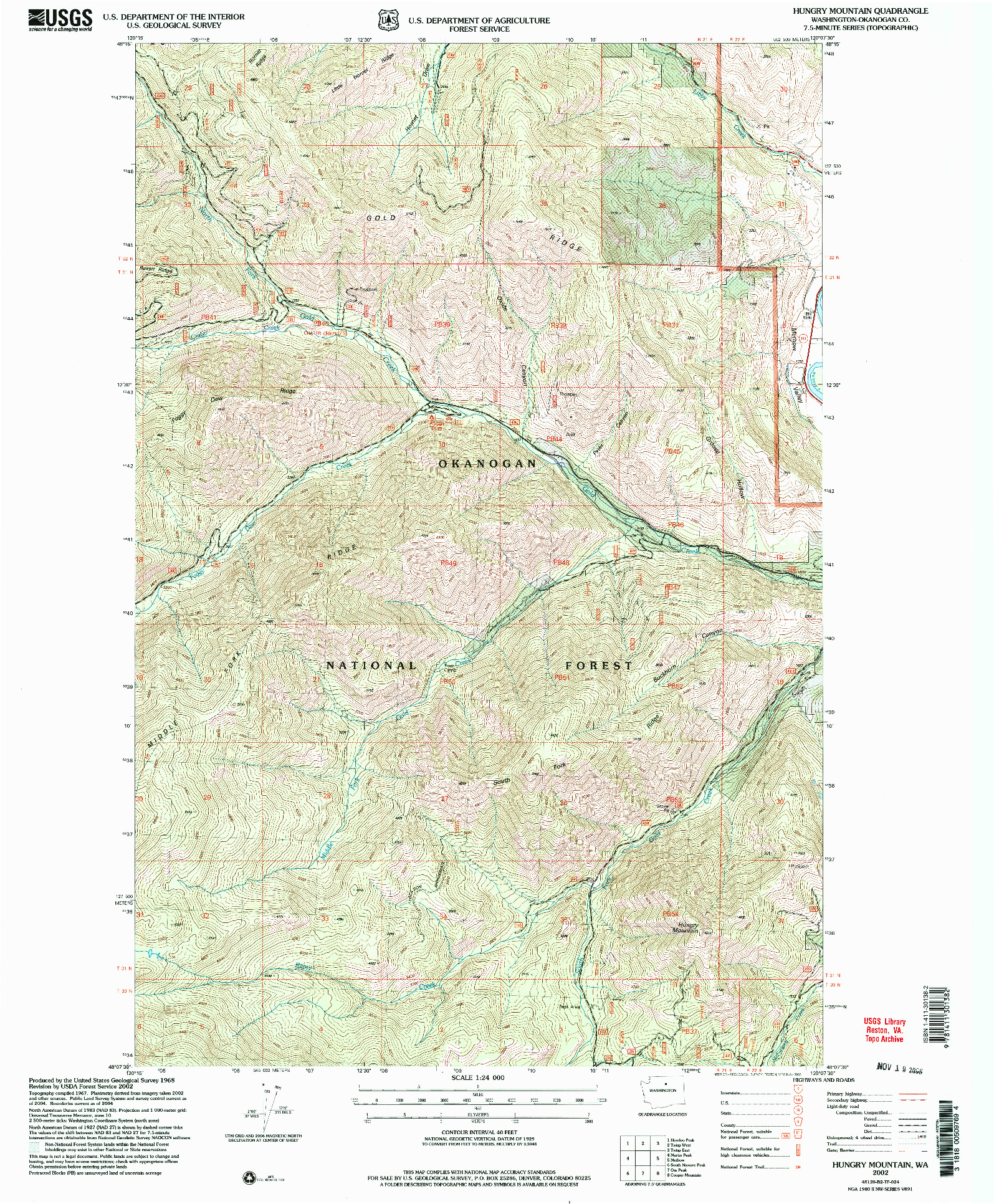USGS 1:24000-SCALE QUADRANGLE FOR HUNGER MOUNTAIN, WA 2002