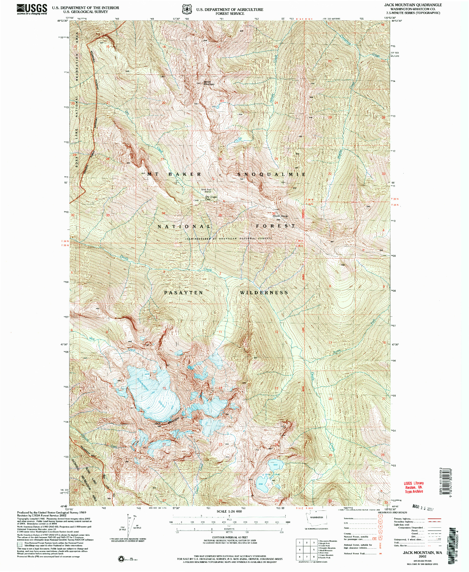 USGS 1:24000-SCALE QUADRANGLE FOR JACK MOUNTAIN, WA 2002