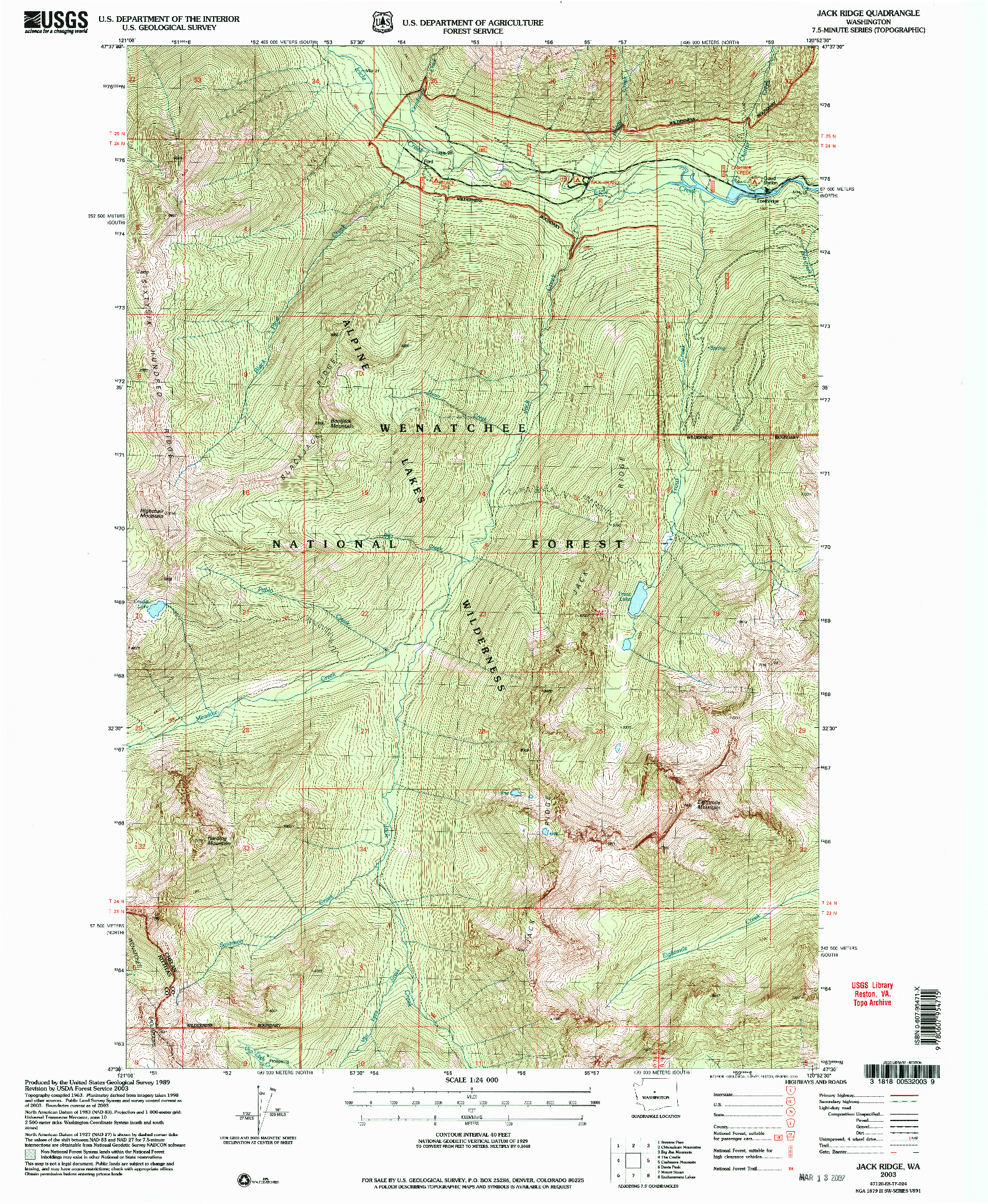 USGS 1:24000-SCALE QUADRANGLE FOR JACK RIDGE, WA 2003