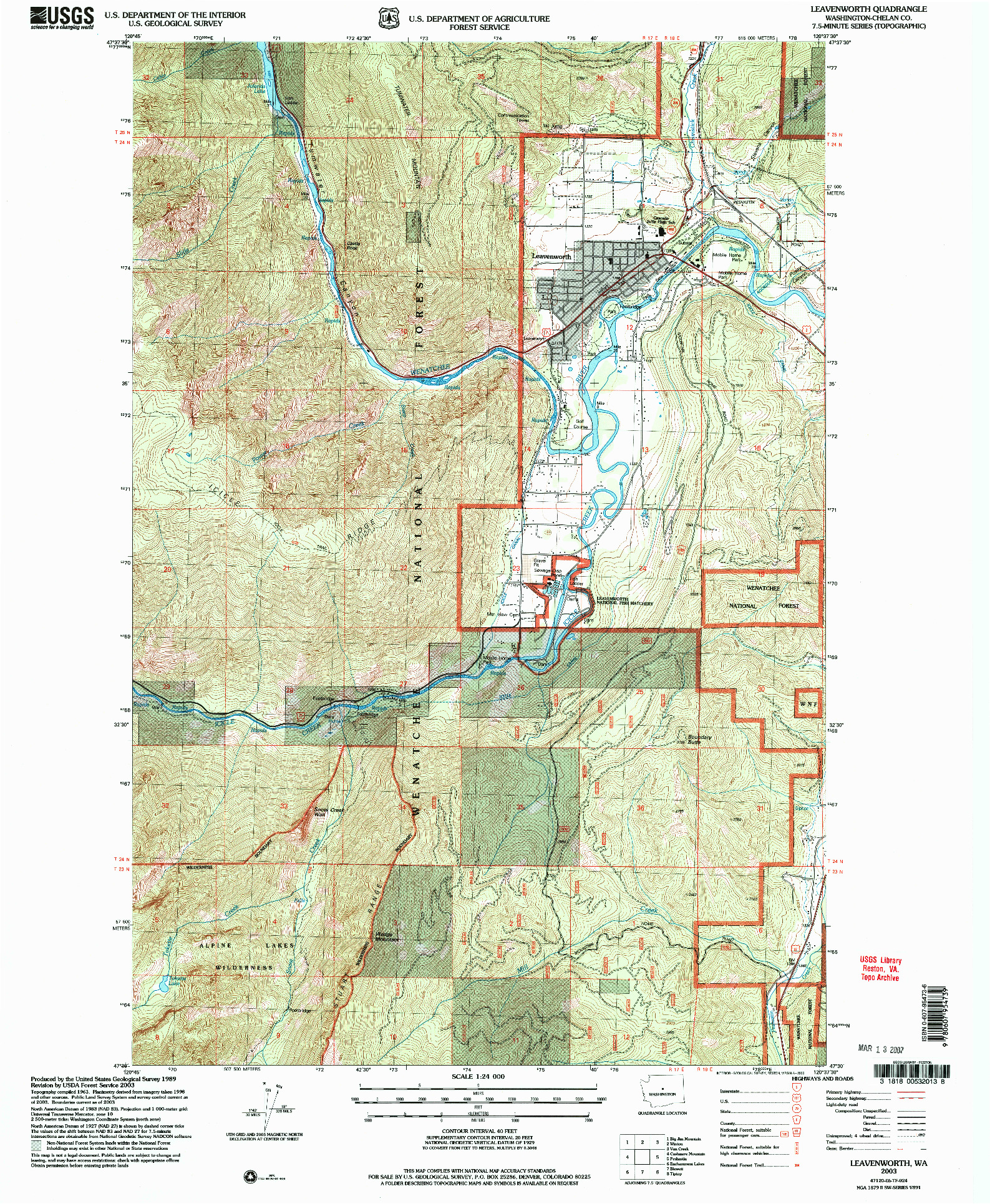 USGS 1:24000-SCALE QUADRANGLE FOR LEAVENWORTH, WA 2003