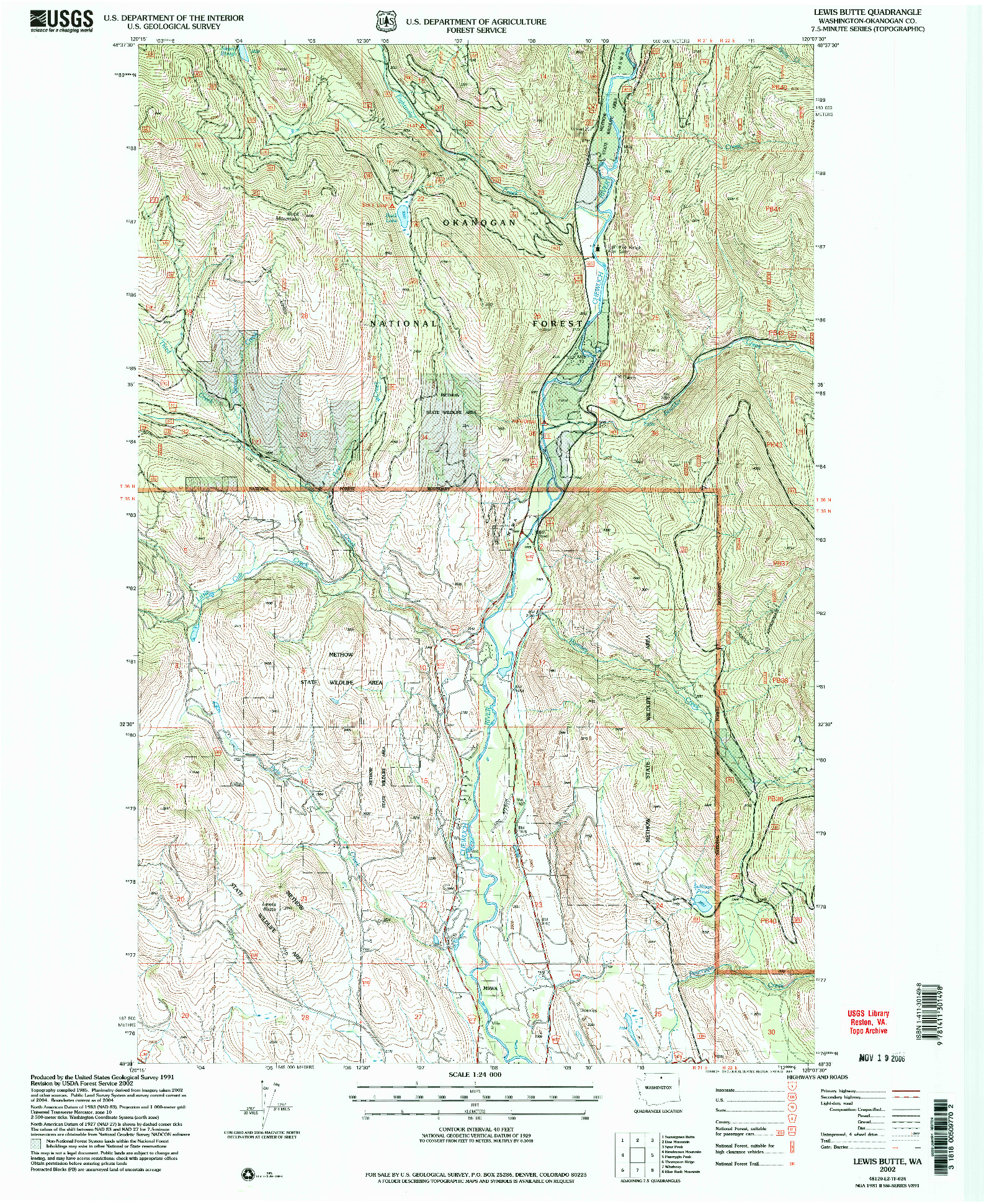 USGS 1:24000-SCALE QUADRANGLE FOR LEWIS BUTTE, WA 2002