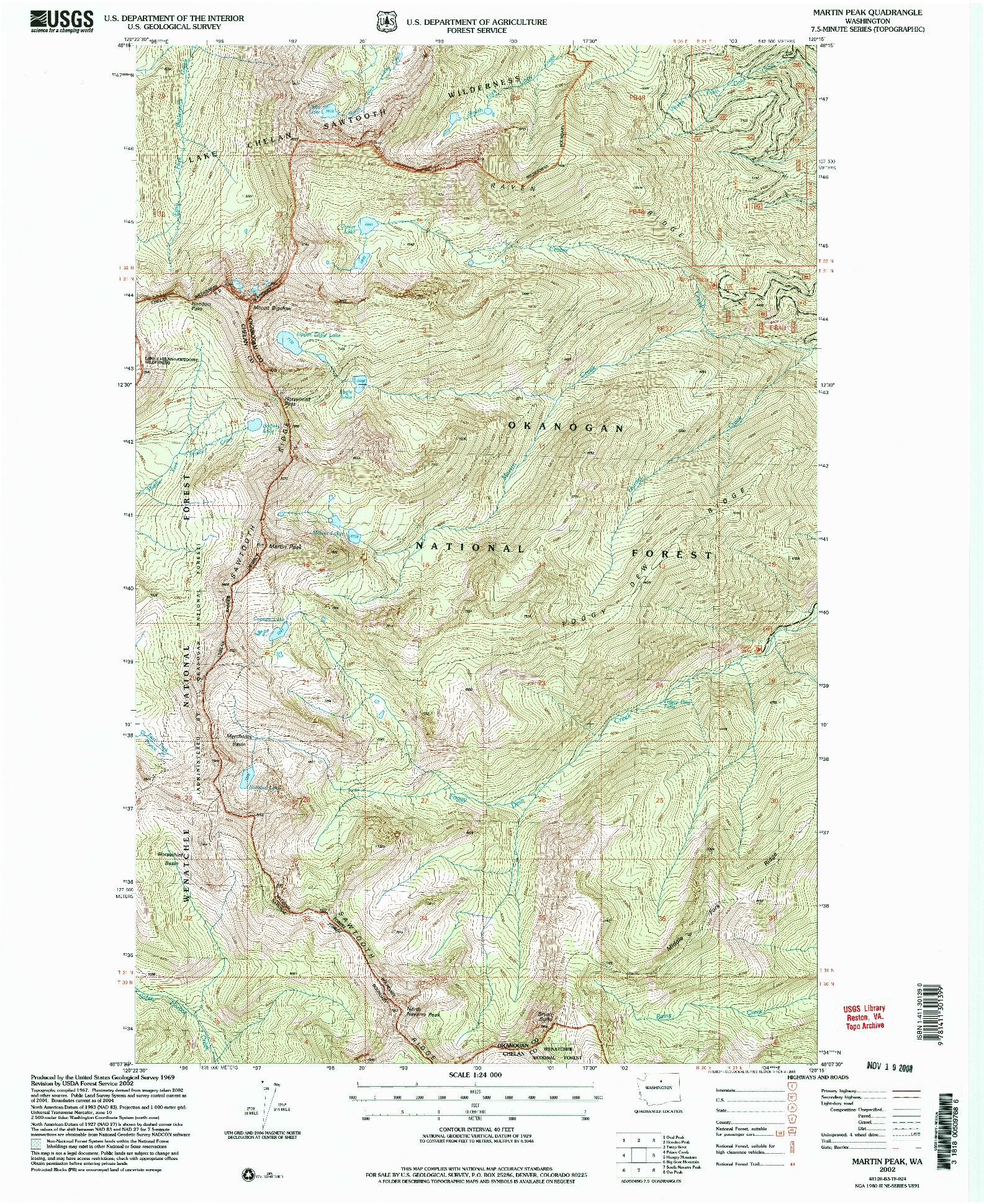 USGS 1:24000-SCALE QUADRANGLE FOR MARTIN PEAK, WA 2002