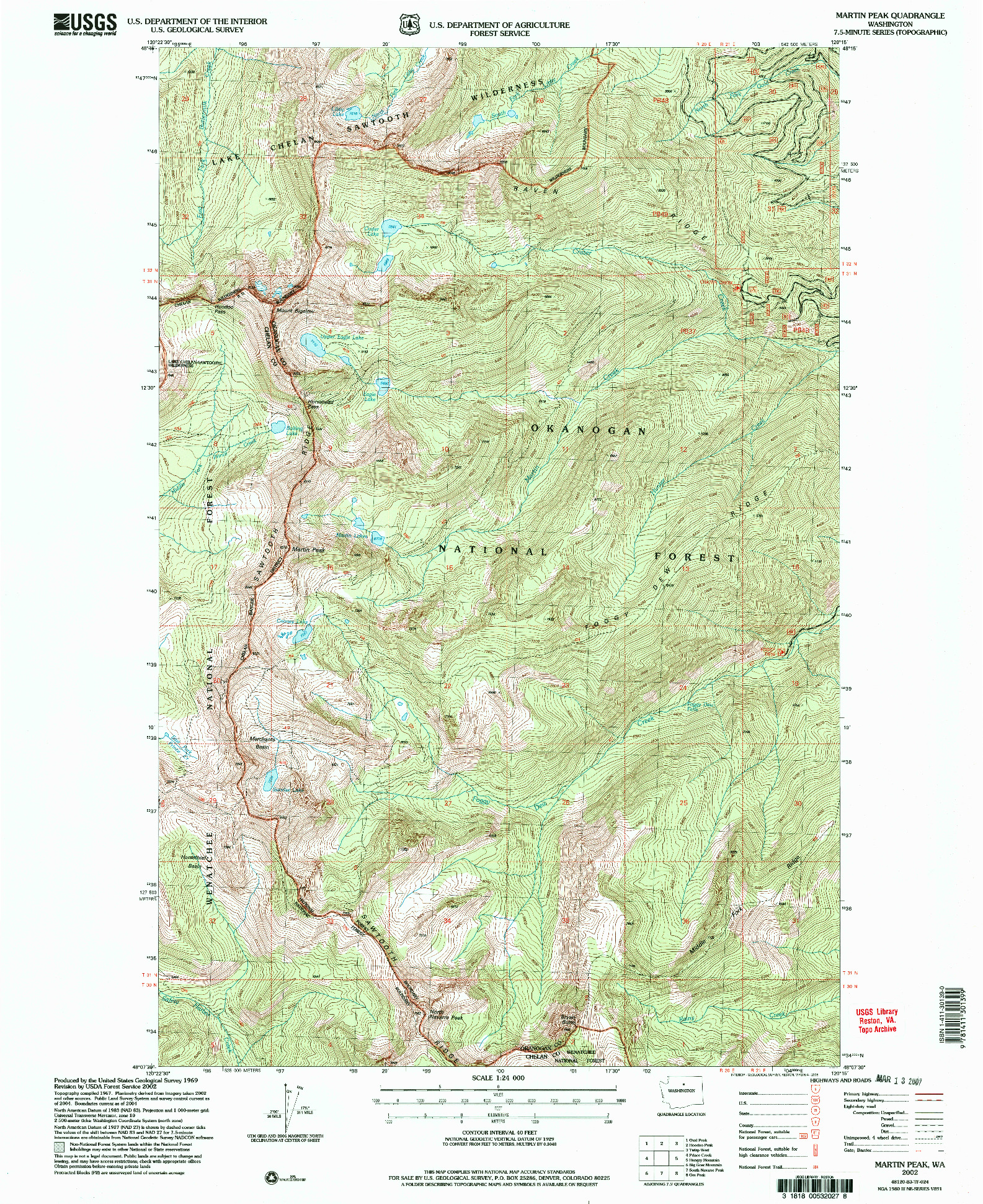 USGS 1:24000-SCALE QUADRANGLE FOR MARTIN PEAK, WA 2002