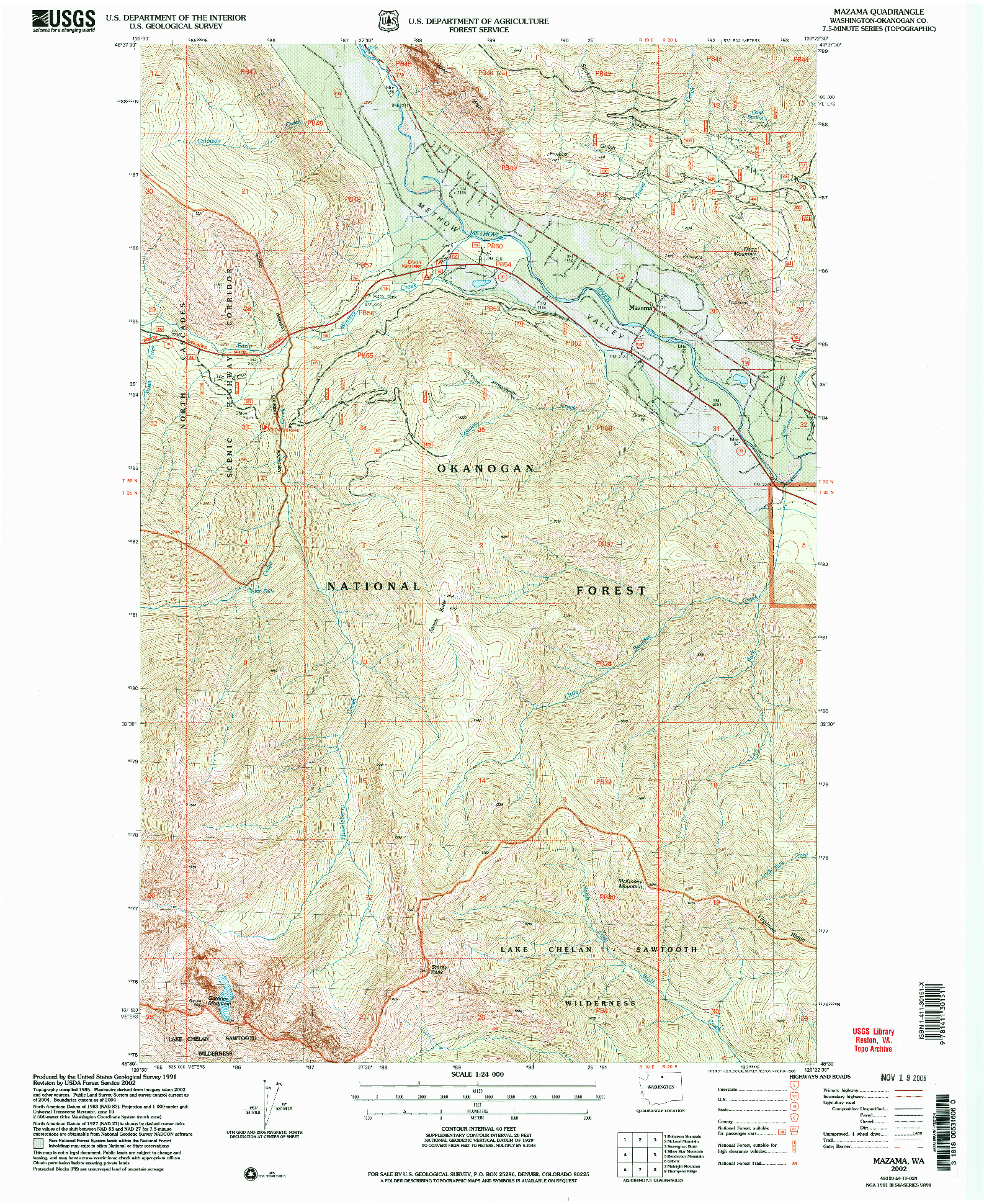 USGS 1:24000-SCALE QUADRANGLE FOR MAZAMA, WA 2002