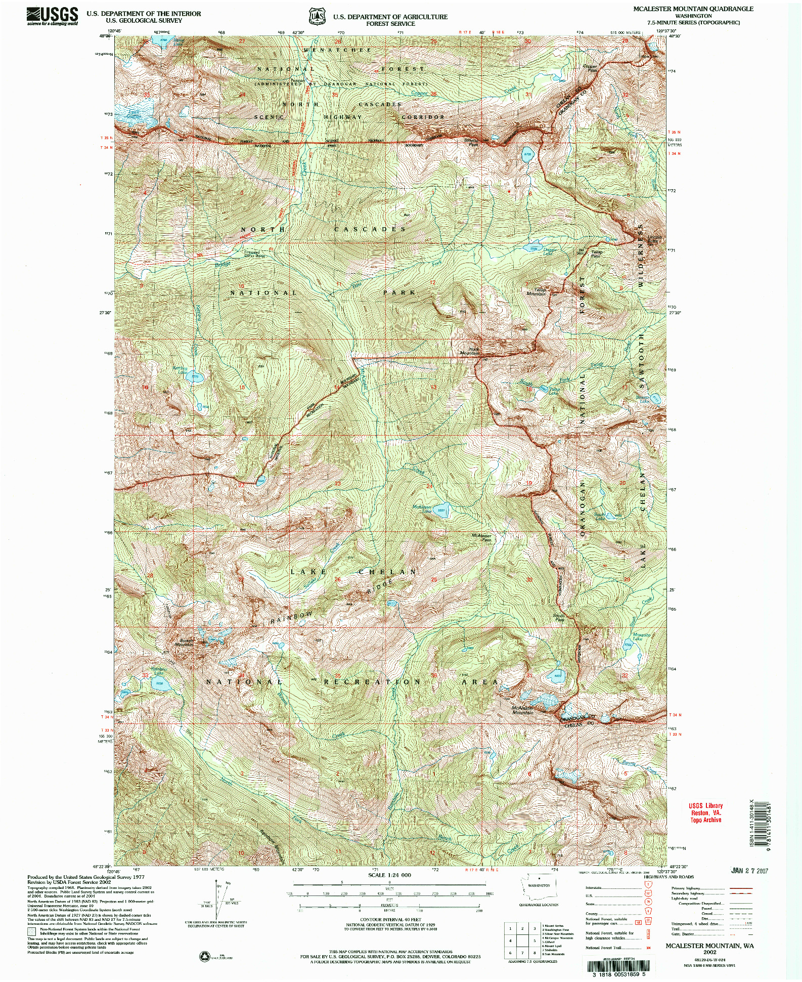 USGS 1:24000-SCALE QUADRANGLE FOR MCALESTER MOUNTAIN, WA 2002