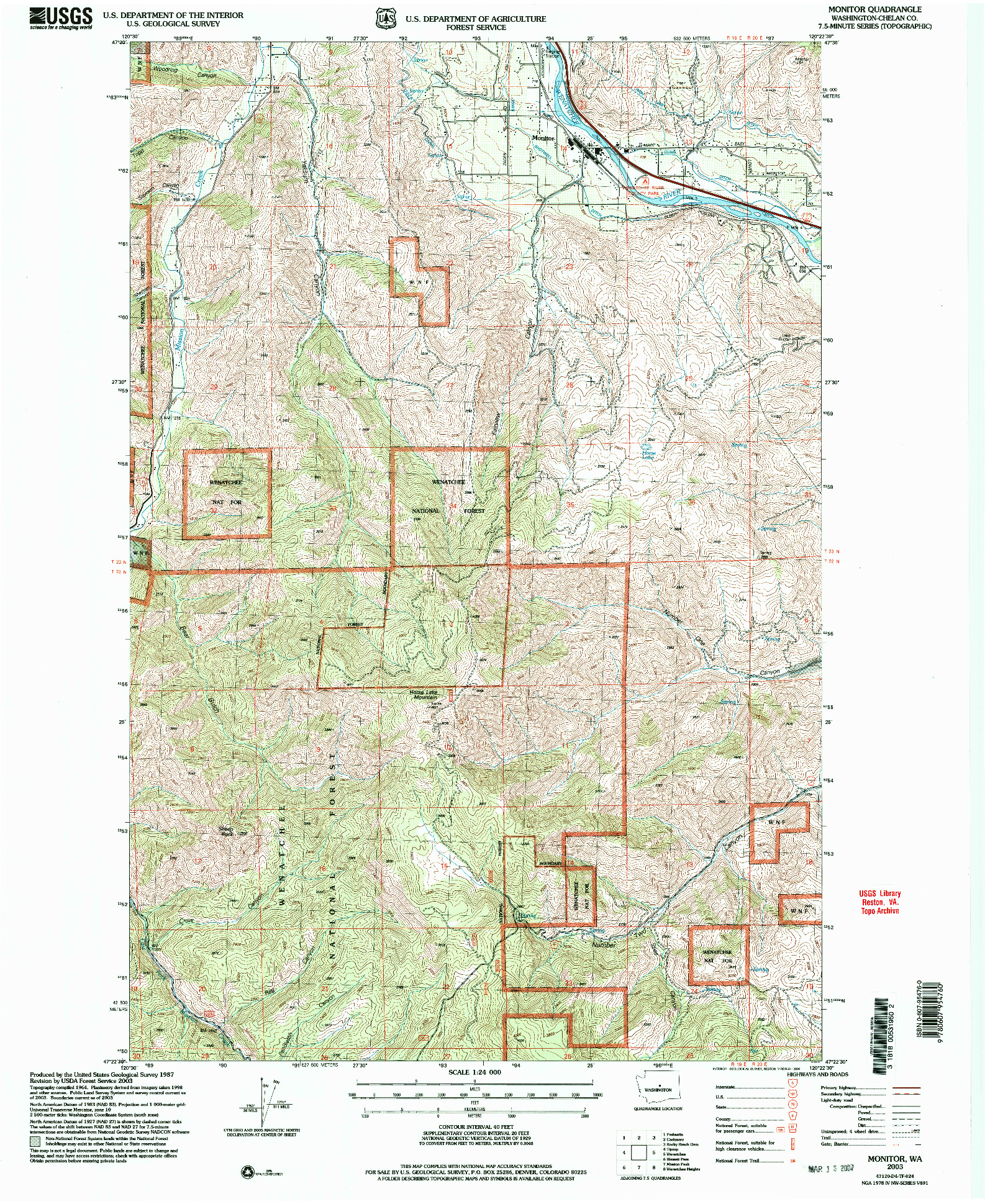 USGS 1:24000-SCALE QUADRANGLE FOR MONITOR, WA 2003