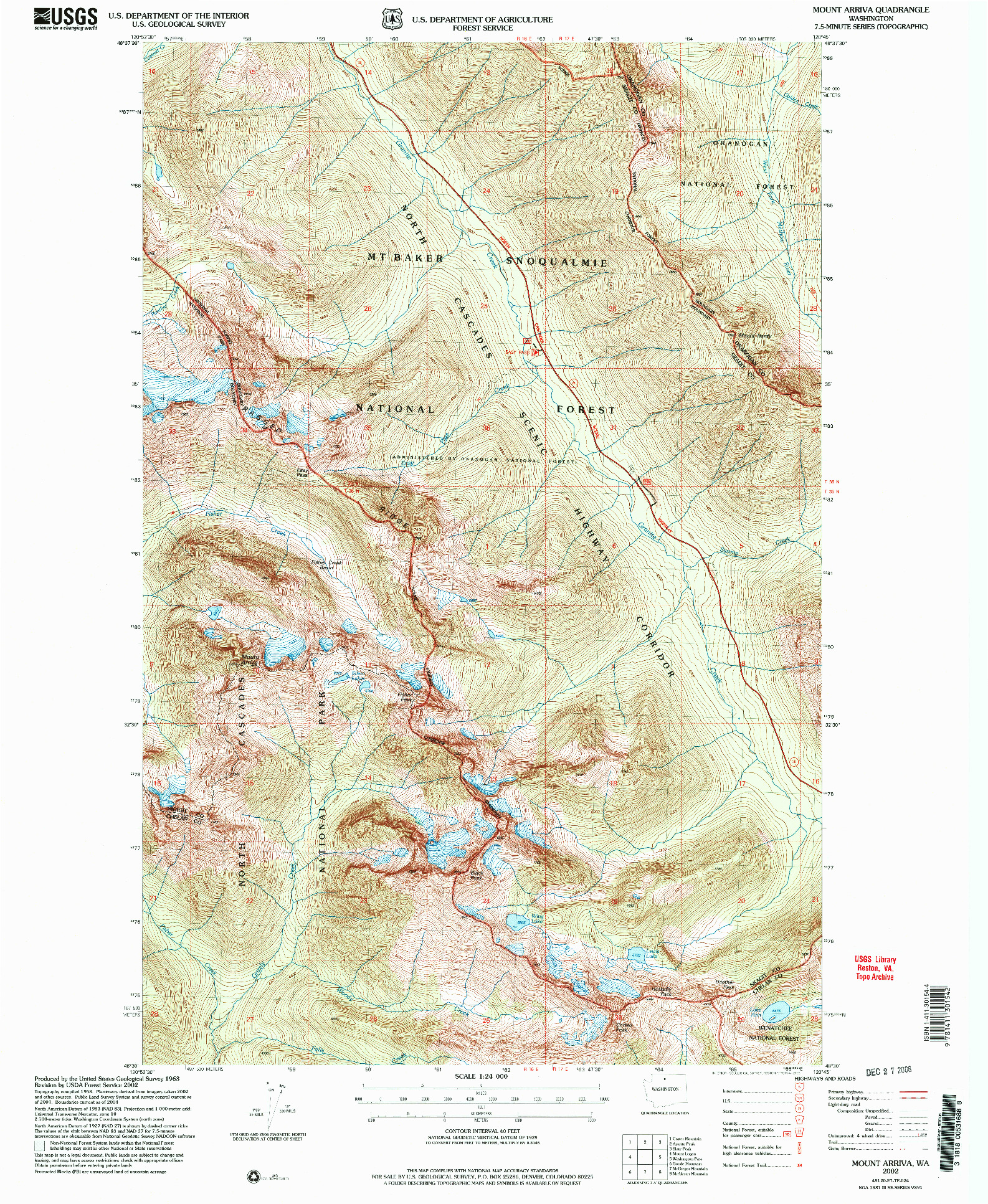 USGS 1:24000-SCALE QUADRANGLE FOR MOUNT ARRIVA, WA 2002