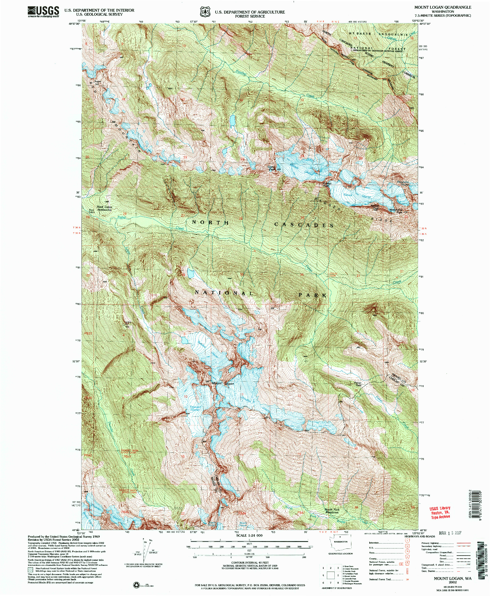 USGS 1:24000-SCALE QUADRANGLE FOR MOUNT LOGAN, WA 2002