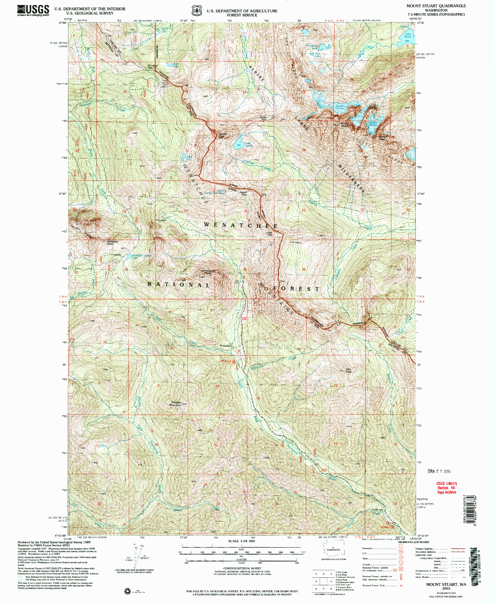 USGS 1:24000-SCALE QUADRANGLE FOR MOUNT STUART, WA 2003