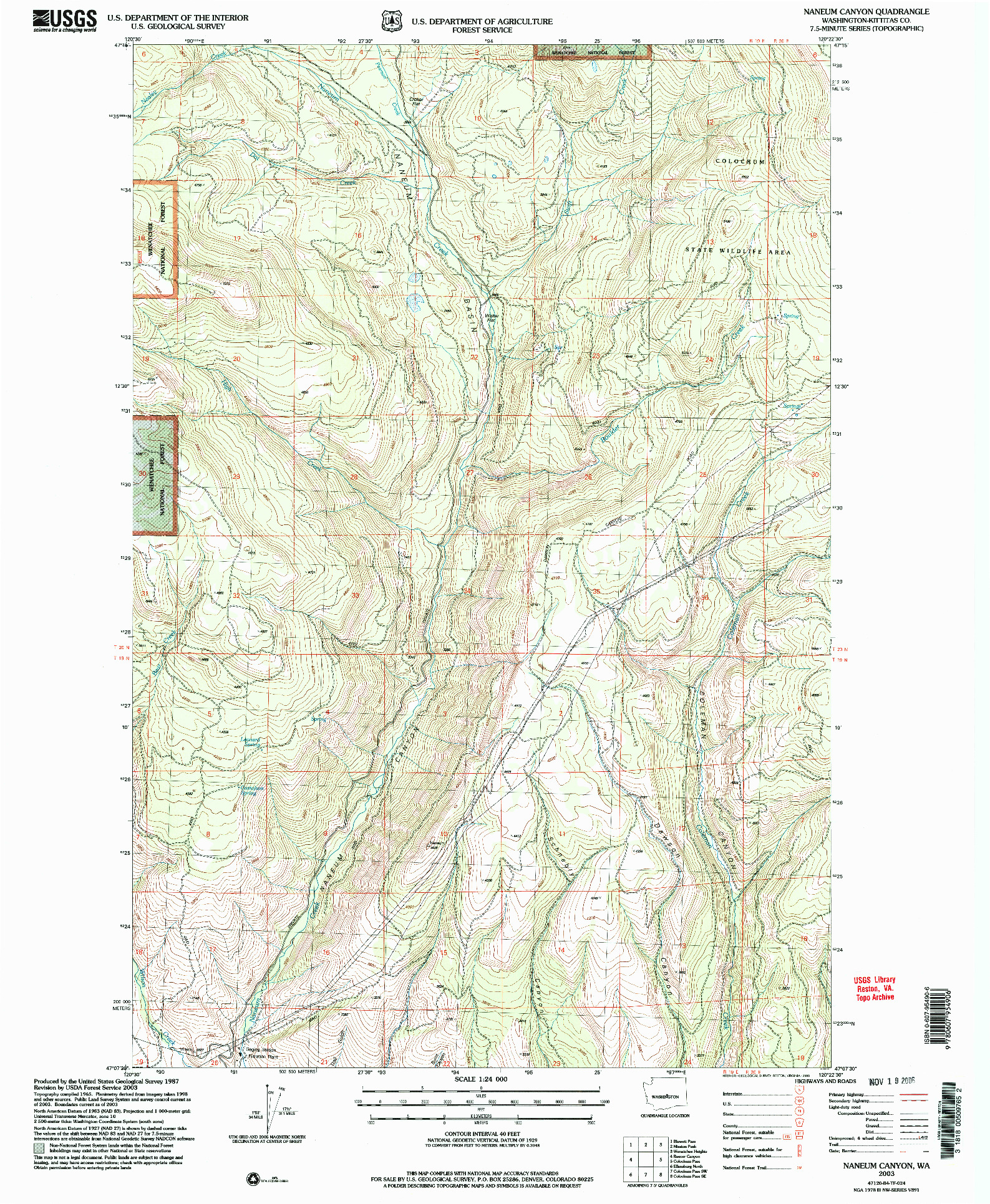 USGS 1:24000-SCALE QUADRANGLE FOR NANEUM CANYON, WA 2003