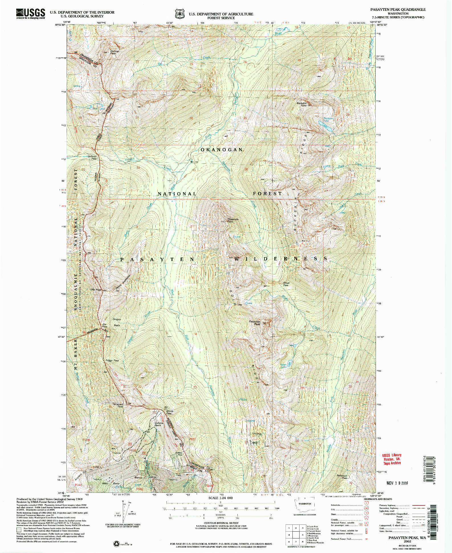 USGS 1:24000-SCALE QUADRANGLE FOR PASAYTEN PEAK, WA 2002