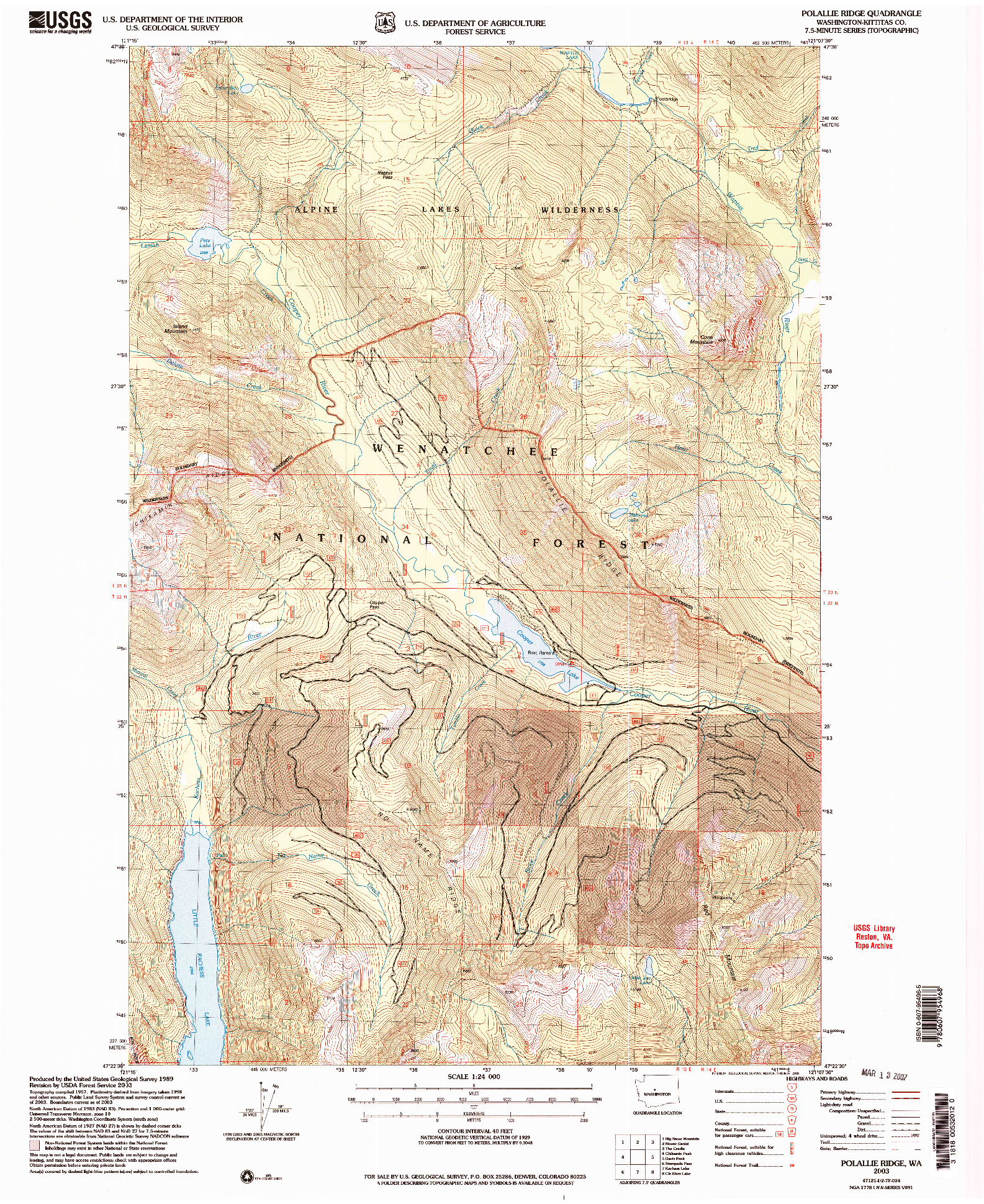 USGS 1:24000-SCALE QUADRANGLE FOR POLALLIE RIDGE, WA 2003