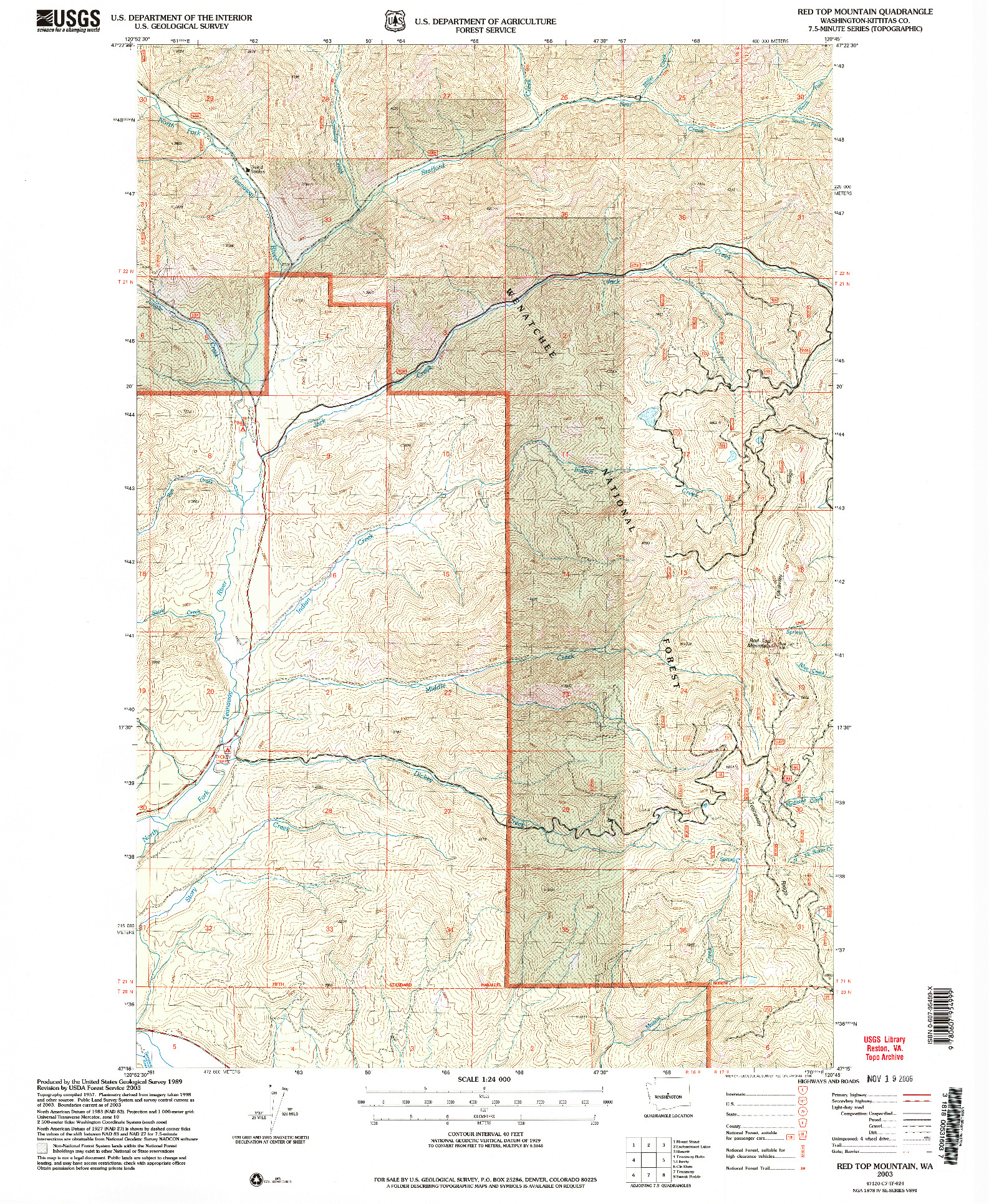 USGS 1:24000-SCALE QUADRANGLE FOR RED TOP MOUNTAIN, WA 2003