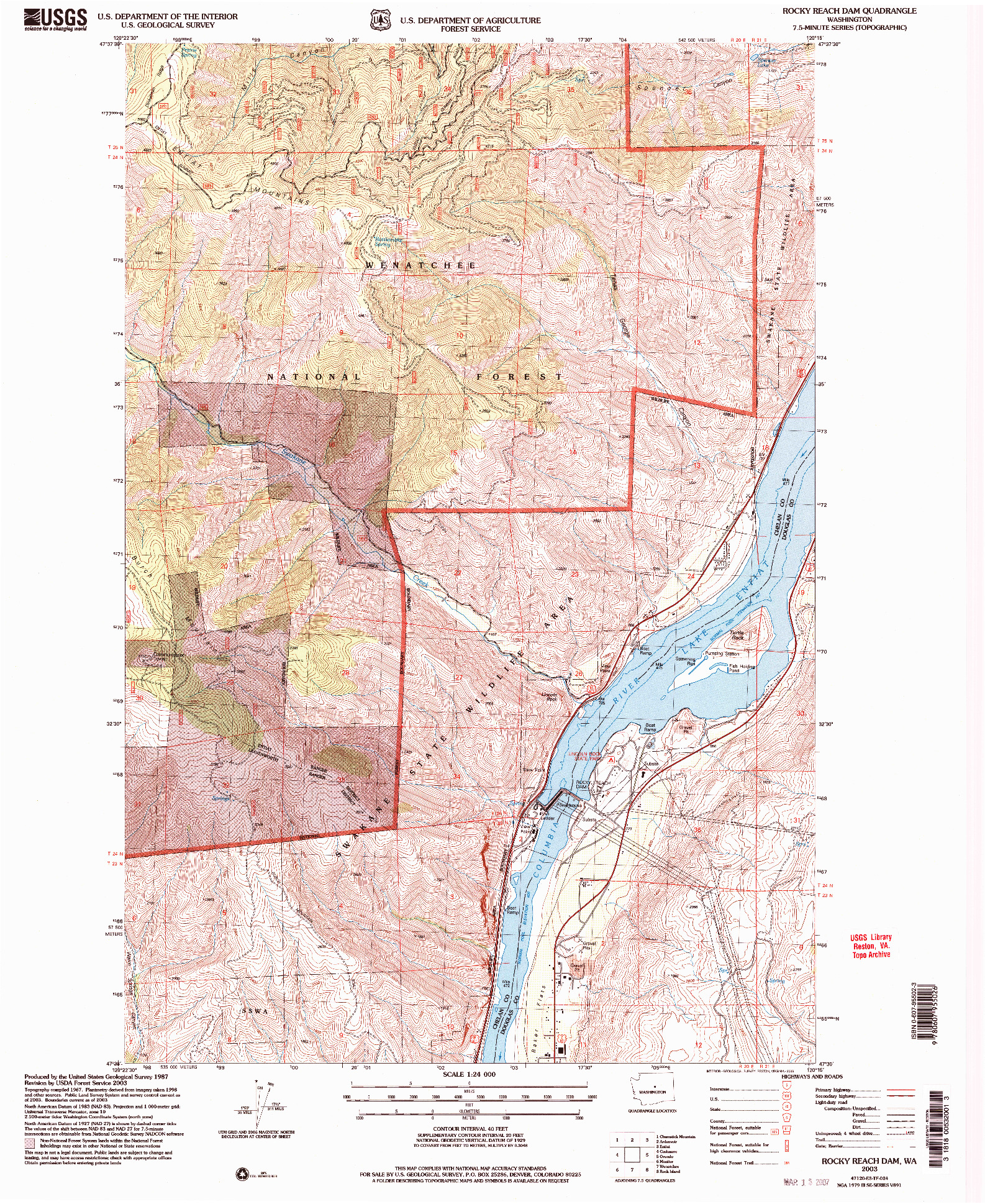 USGS 1:24000-SCALE QUADRANGLE FOR ROCKY REACH DAM, WA 2003