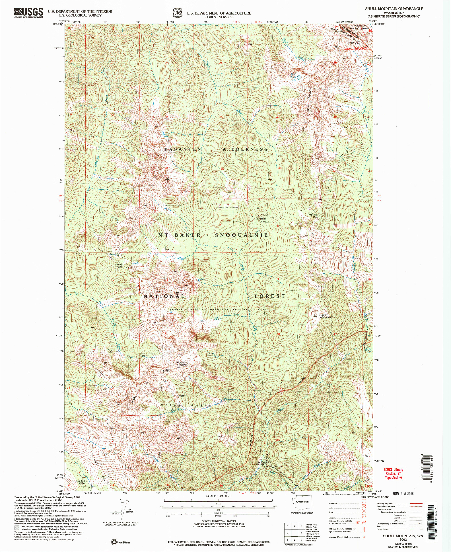 USGS 1:24000-SCALE QUADRANGLE FOR SHULL MOUNTAIN, WA 2002